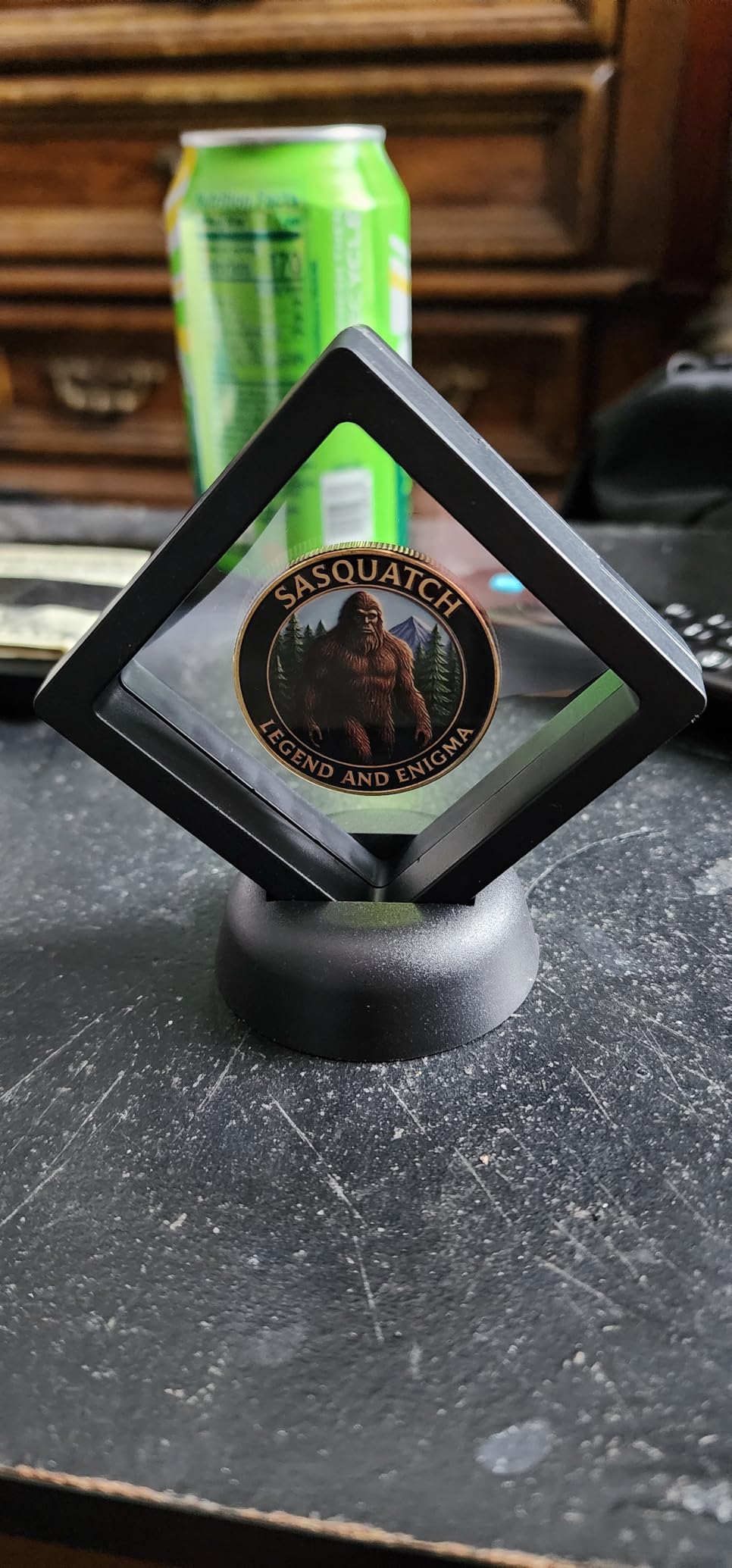 SH Challenge Coin Display Frame, 3D Floating Display Case Stand Holder, Medallion Medal Specimen Military Coin Clear Box (Black) customer photo 1