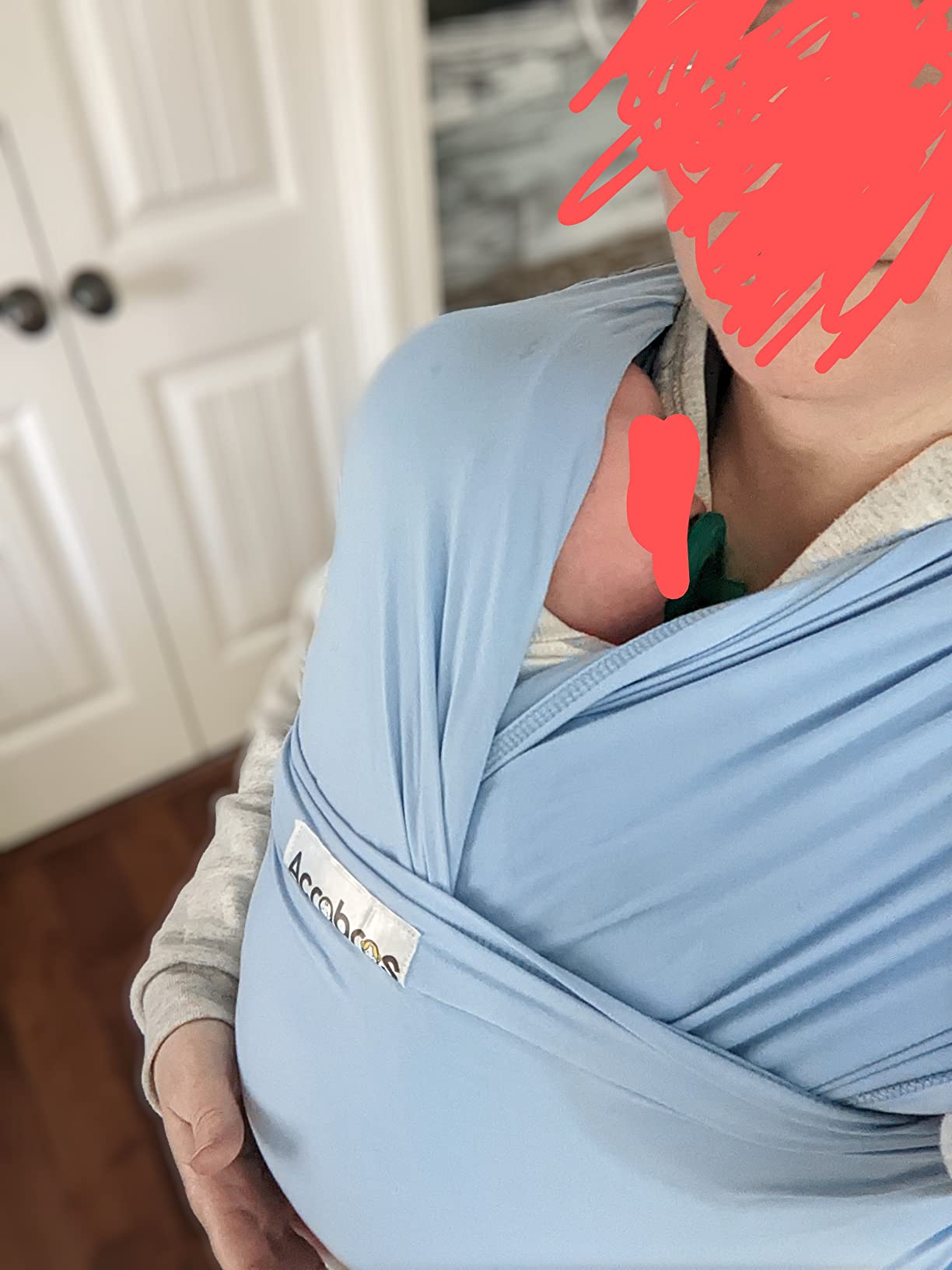 Acrabros Baby Wrap Carrier,Hands Free Baby Carrier Sling,Lightweight,Breathable,Softness,Perfect for Newborn Infants and Babies Shower Gift,Black customer photo 2