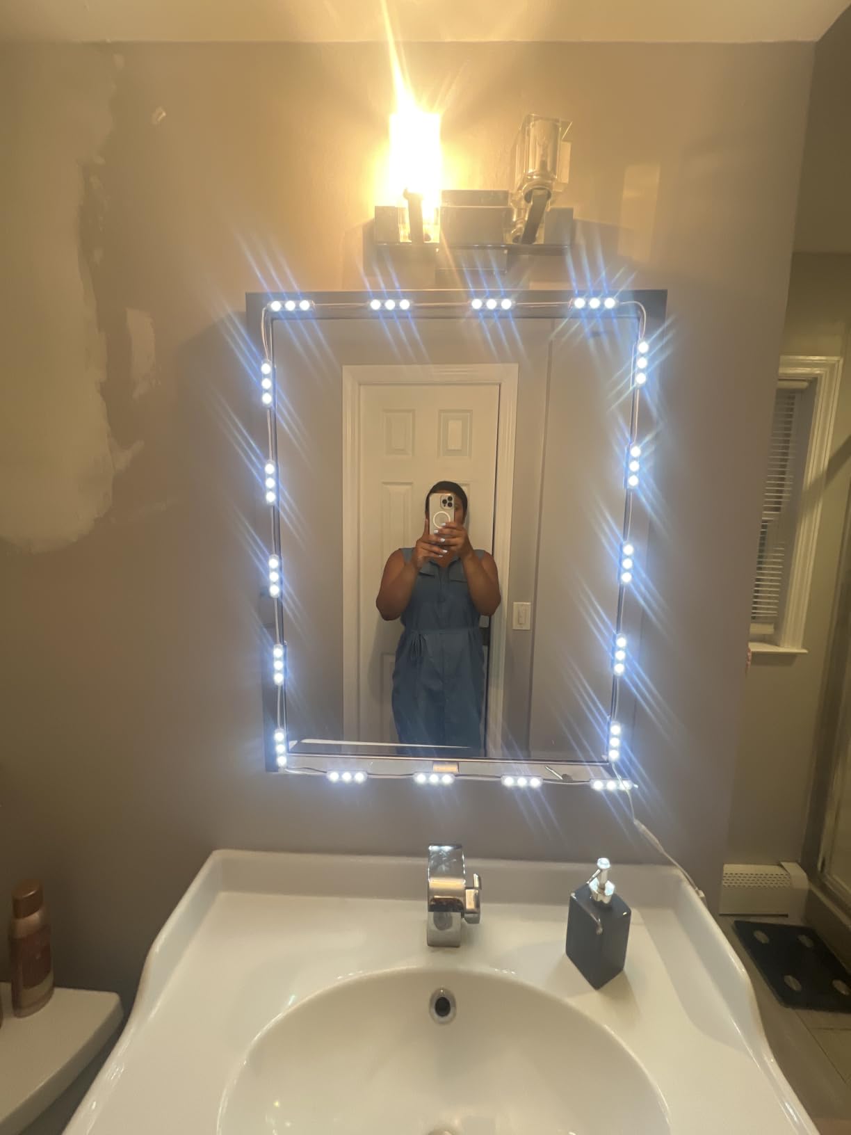 Led Vanity Mirror Lights, Hollywood Style Vanity Make Up Light, 10ft Ultra Bright White LED, Dimmable Touch Control Lights Strip, for Makeup Vanity Table & Bathroom Mirror, Mirror Not Included customer photo 2
