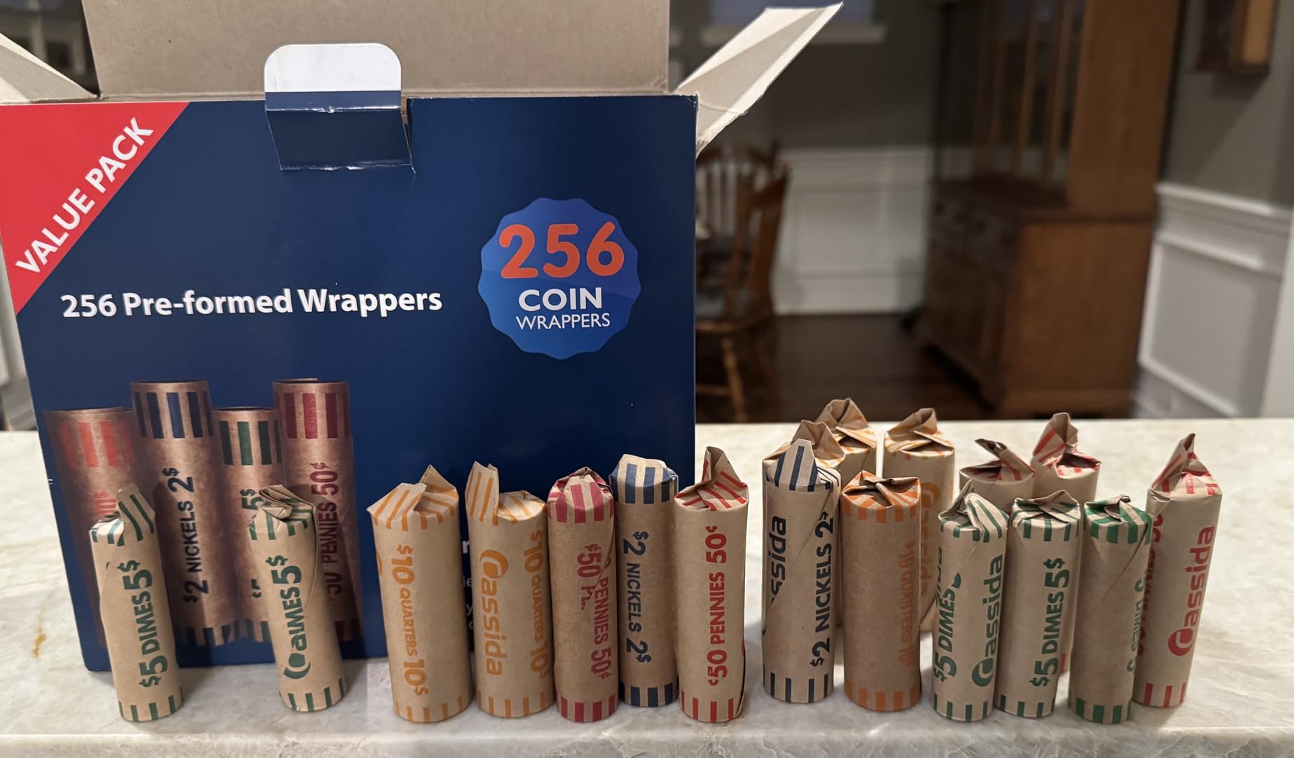 L Liked Preformed Coin Wrappers Rolls (128 Assorted) - Quarters, Pennies, Nickels and Dimes customer photo 1