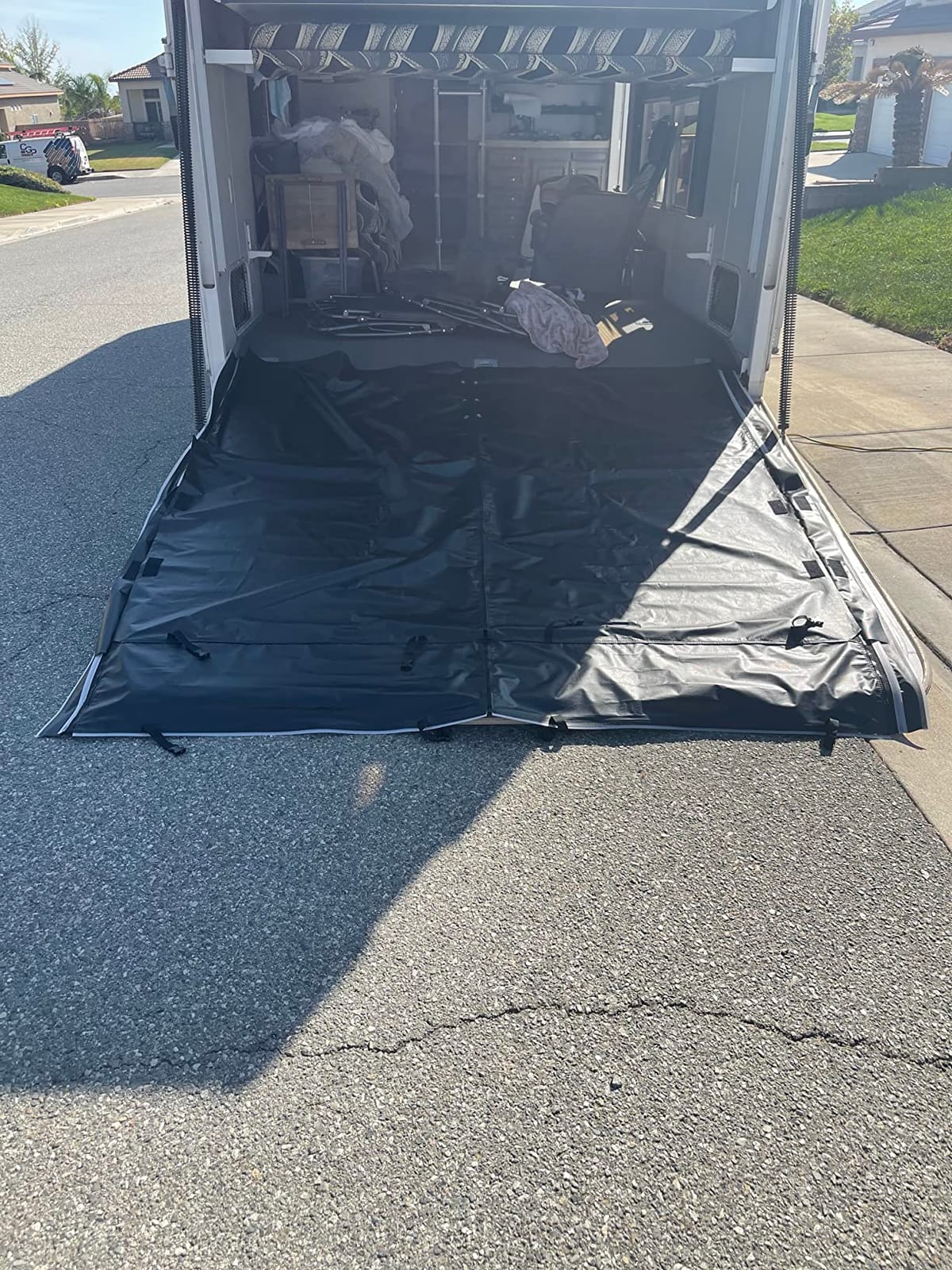 Universal Add-A-Wall XL Black (98W x 98T) | Roll-Up Screen Door Privacy Wall Addition for Motorhomes & RVs | Vinyl Material with Charcoal Color Screening | Cargo Bay Door Mount customer photo 1