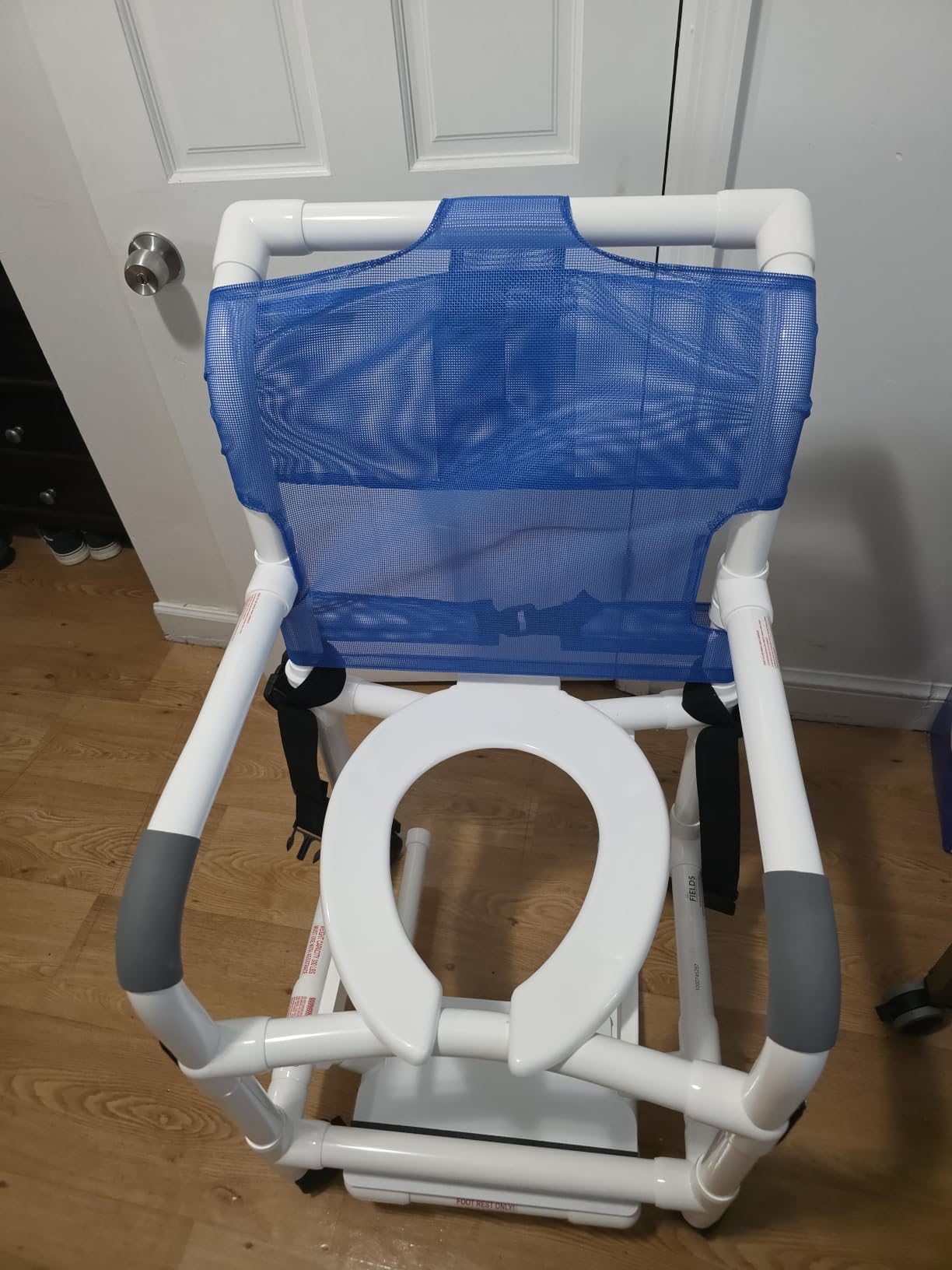 Rolling Shower Chair with Wheels & Drop Arms, Mesh Seat, 4 Locking Casters, Seat Belt, Sliding Footrest, Commode Pail – Fits Over Toilet, 300 lb Capacity – Institutional Grade | RL-1 customer photo 1