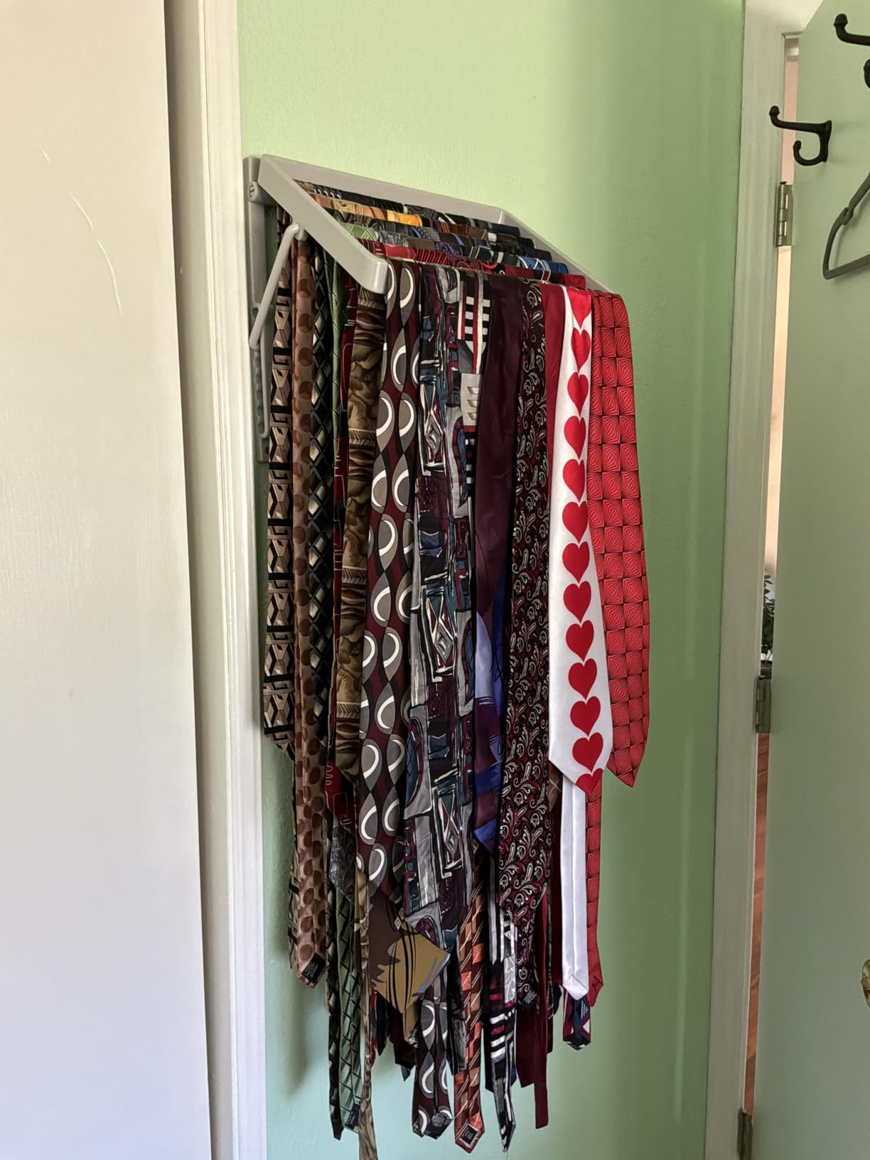 TieMaster Wall Mounted Tie Rack and Scarf Organizer with 5 Belt Hooks | Battery-Free, Holds 60 Ties, Scarves & Belt, Easy Installation, Sleek Durable Plastic Design, Best Gift for Men and Women customer photo 1