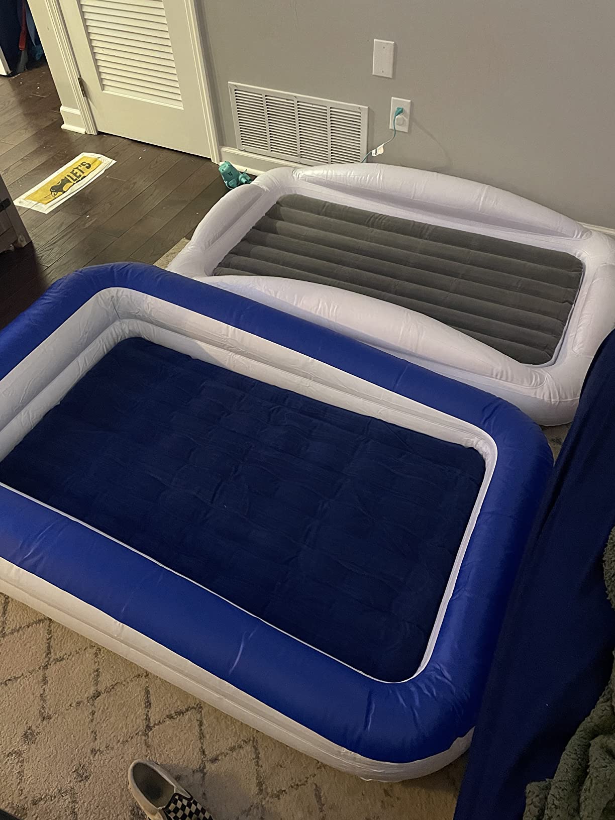 EnerPlex Kids Inflatable Travel Bed with High Speed Pump, Portable Blow up Toddler Air Mattress with Sides – Built-in Safety Bumper - Blue customer photo 1