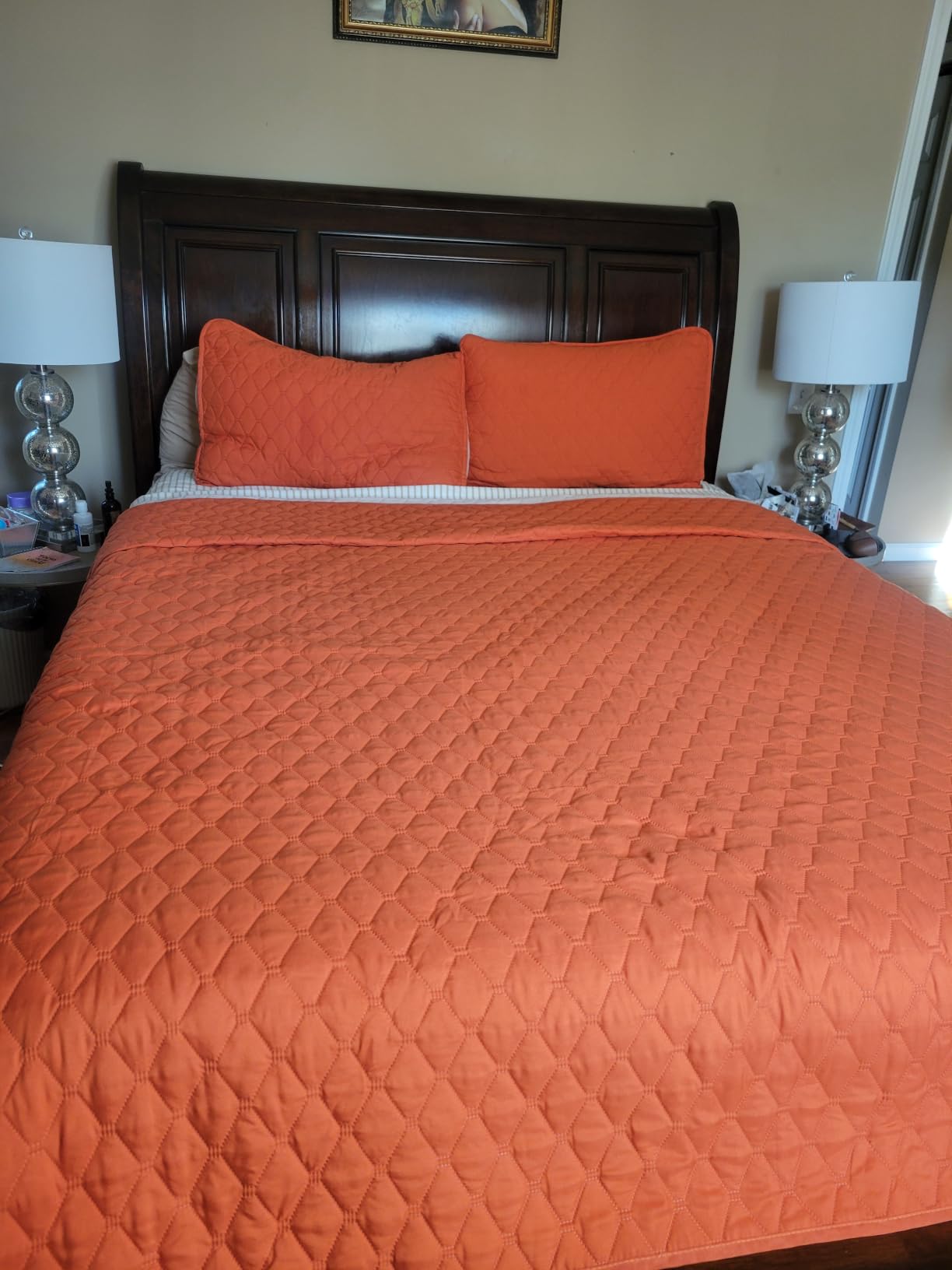 Exclusivo Mezcla Reversible King Size Quilt Bedding Set, Grey | Lightweight Bedspreads with 2 Pillow Shams, Soft Microfiber, All Season Bed Coverlets for Bedroom Guest Room, 104x96 Inch customer photo 1