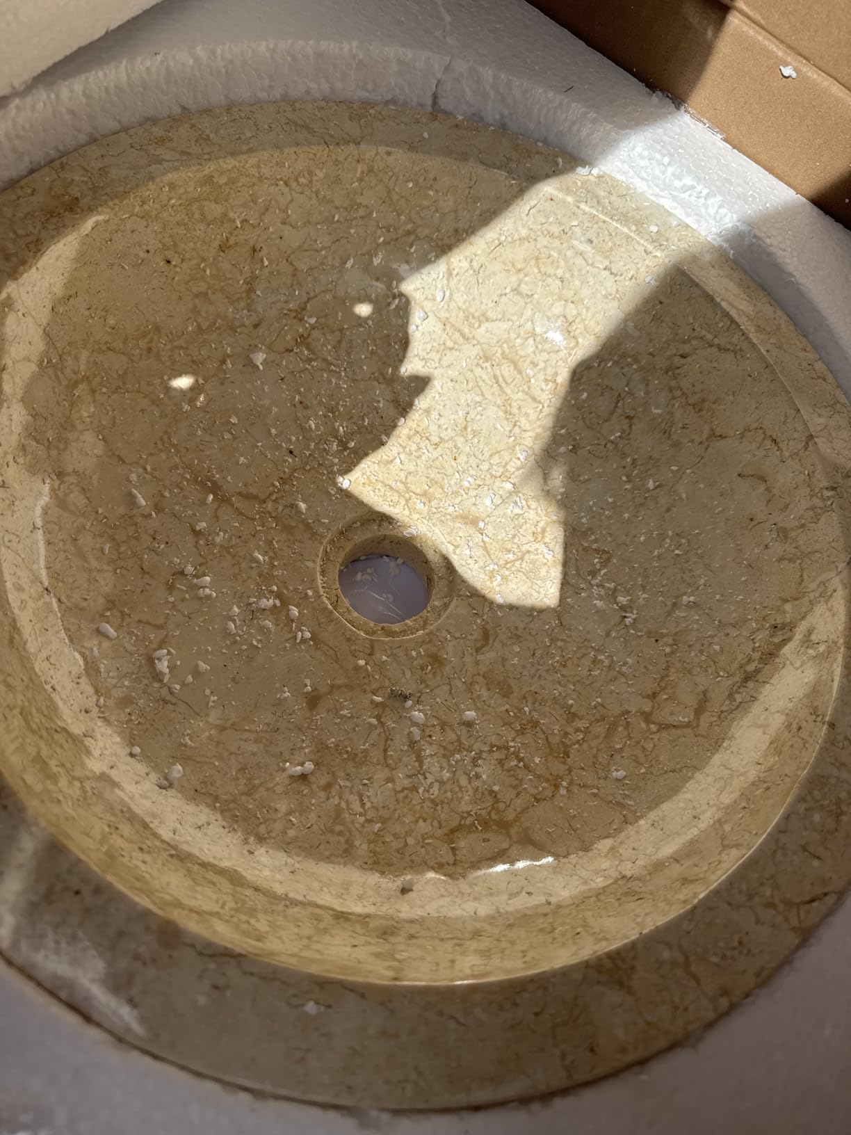 vidaXL Bathroom Basin, Vessel Sink, Countertop Vanity Sink, Handmade, Naturally Varied Color Tone, Smooth Surface, Easy Assembly, Cream Ø15.7x4.7 Marble Round customer photo 2