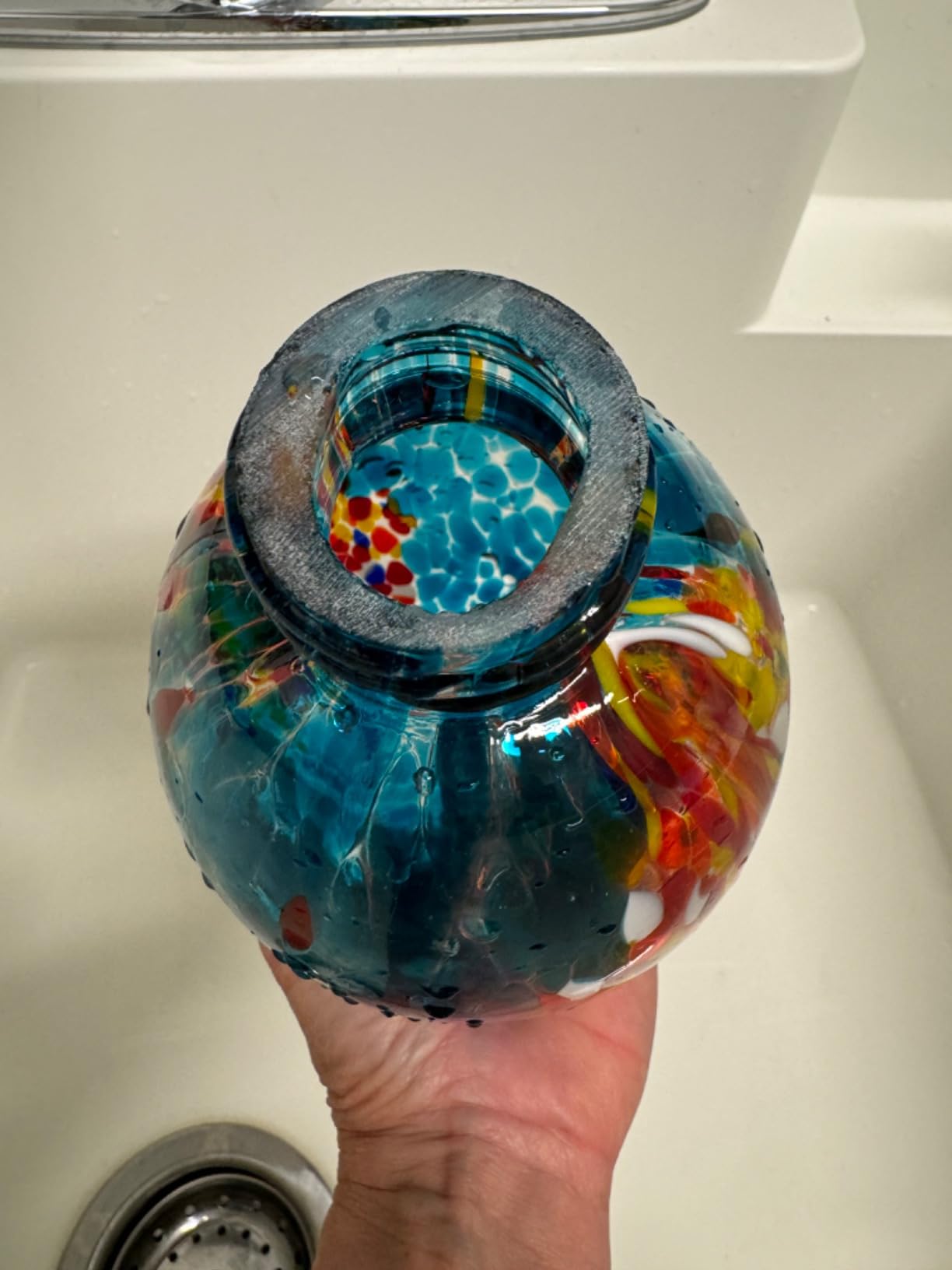 Muse Garden Gifts for Women Mom, Hummingbird Feeder, 27OZ, Blue Fireworks | Muse Garden Glass Humming Bird Feeders for Outdoors - 27OZ Blown Glass Hummingbird Feeder - Unique Gift Mom Women customer photo 1
