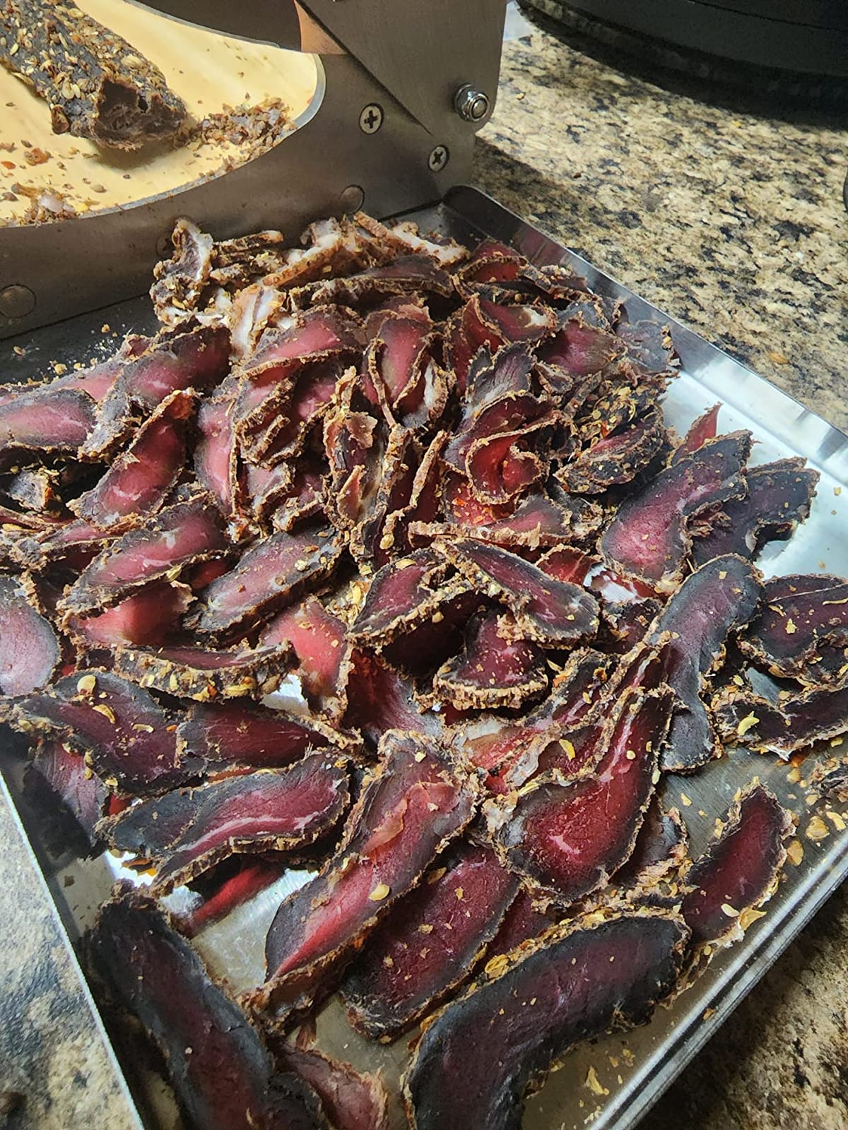 Radiused Biltong Slicer with Detachable Magnetic Tray, Stainless Steel Blade, Wooden Base customer photo 1