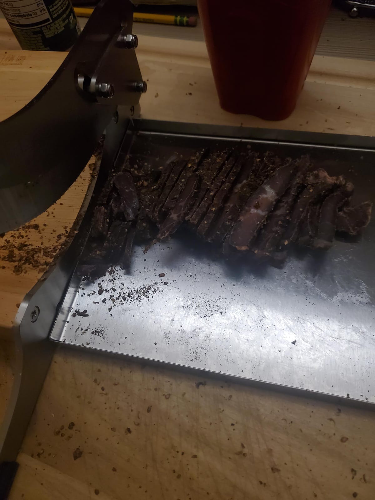 Radiused Biltong Slicer with Detachable Magnetic Tray, Stainless Steel Blade, Wooden Base customer photo 2