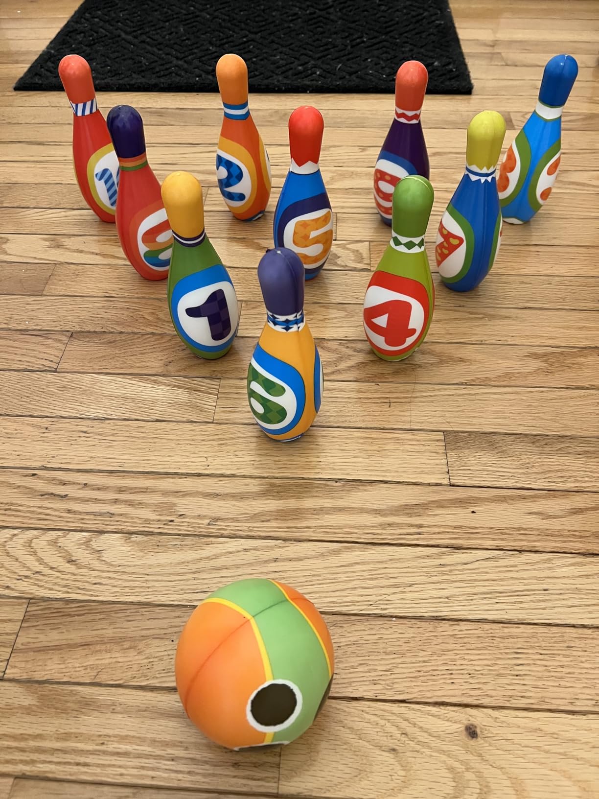 AugToy Kids Bowling Toy Set, Toddler Indoor Outdoor Activity Play Game Toys for Boy Girl, Soft 10 Foam Bowling Pins & 2 Balls, Educational Children Birthday Party Gifts customer photo 1