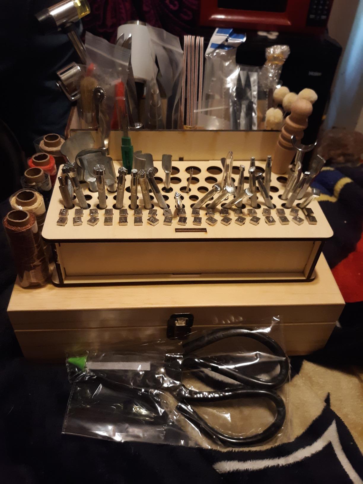 447 Pcs Leather Tooling Kit, Leather Working Kit, Leatherworking Tool customer photo 1