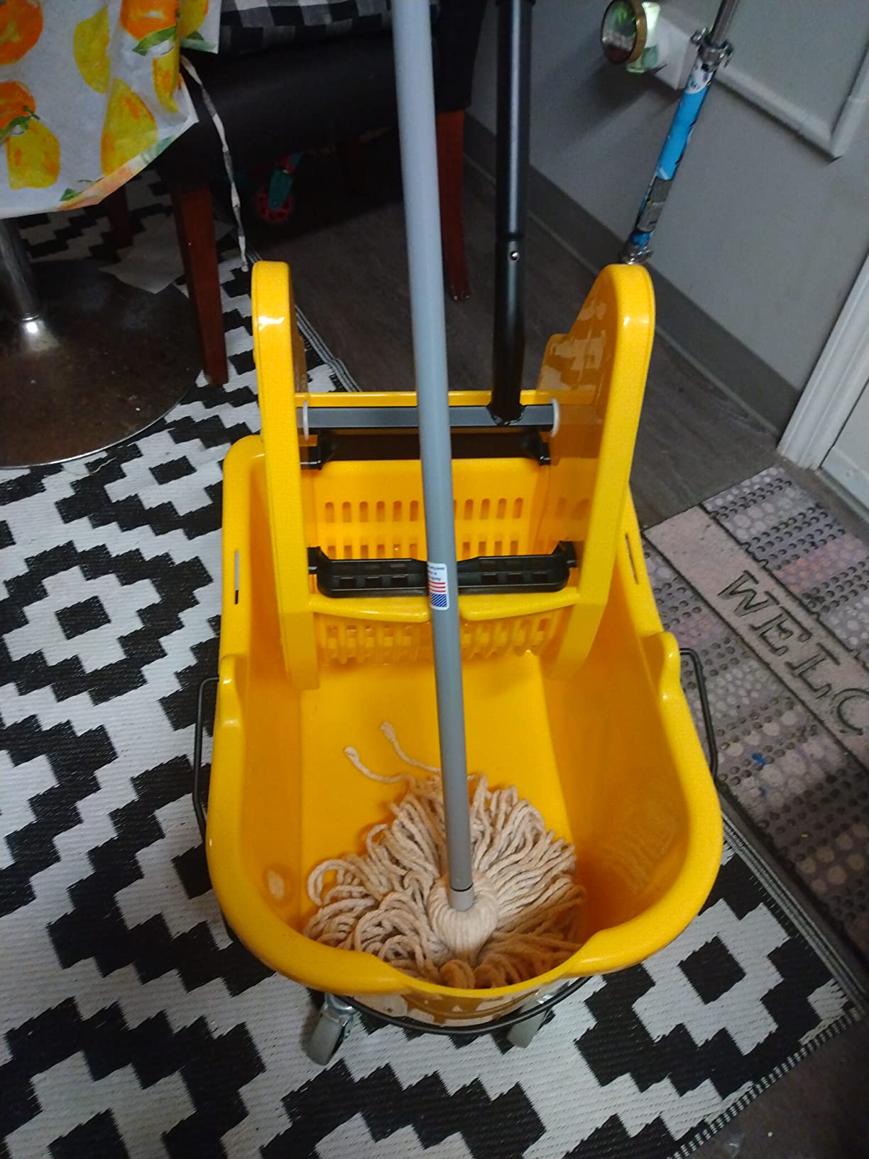 Amazon Basics Floor Cleaning Rectangular Mop Bucket with Sturdy Down Press Wringer Combo, 35-Quart, Yellow customer photo 2