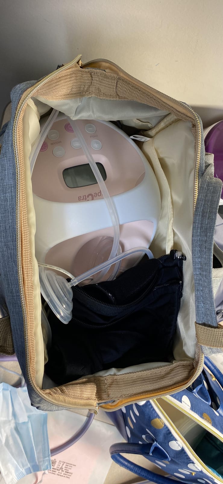 Breast Pump Backpack - Cooler and Moistureproof Bag Double Layer for Mother Outdoor Working Backpack with USB Charging Port, Large (Grey) customer photo 1