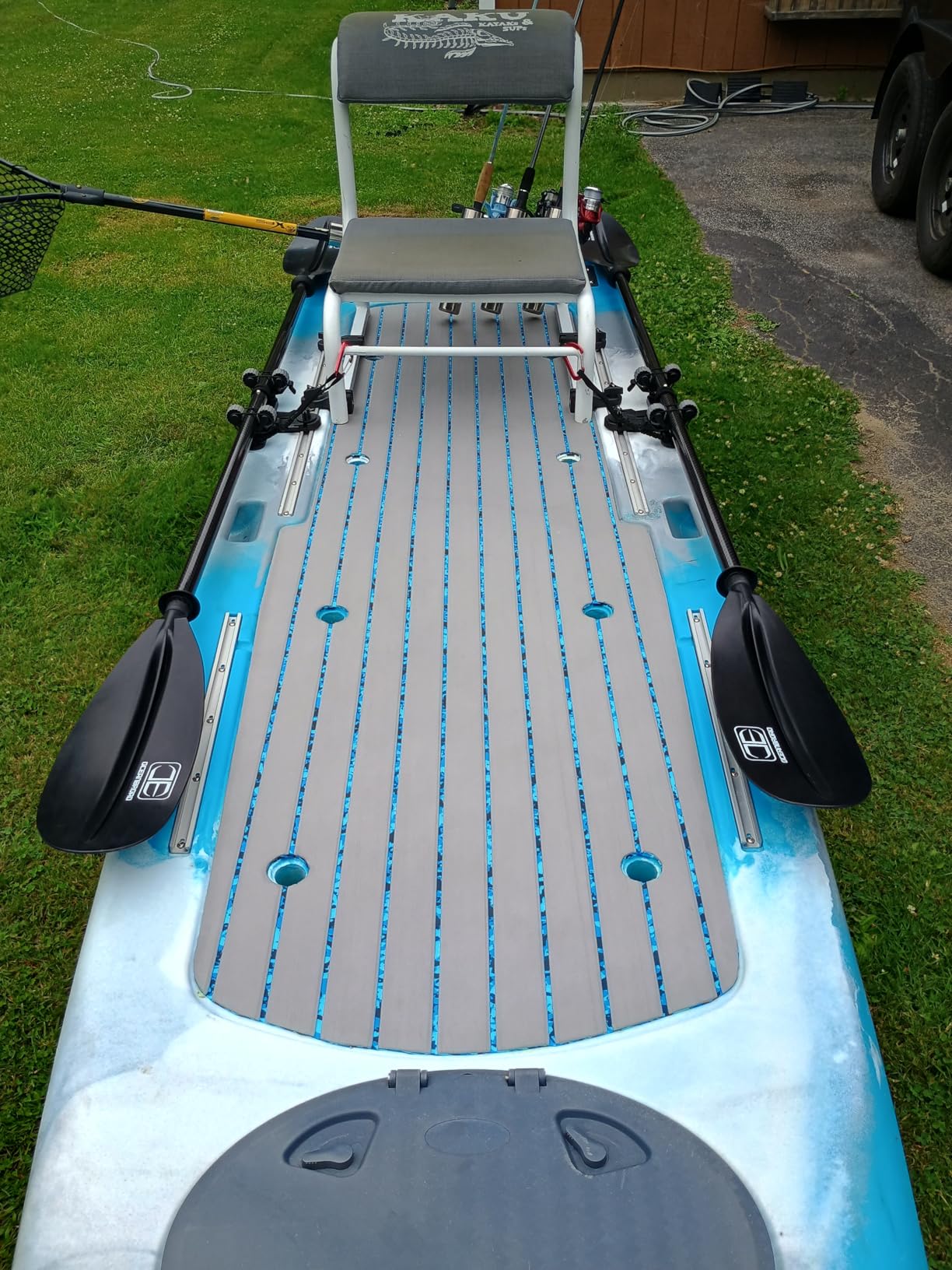 OCEANBROAD Carbon Fiber Kayak Paddle 90.5in/230cm, 86in/218cm for Adults Kayaking Boating Canoeing Oar with Paddle Leash customer photo 2