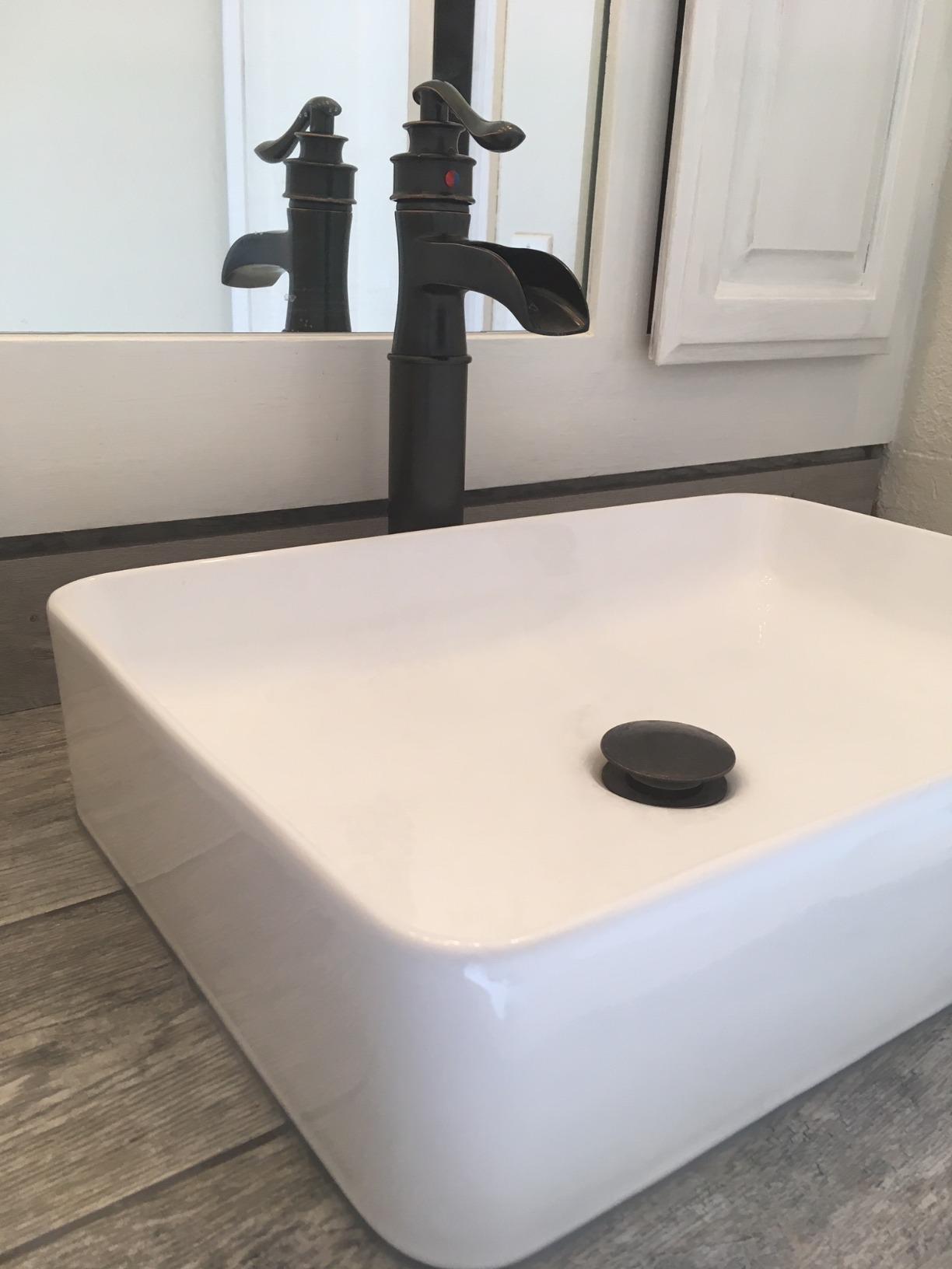 KES 20 Inch Low Profile Vessel Sink, Large Rectangular White Ceramic Bathroom Sink Above Counter, Shallow Countertop Vanity Sink for Modern Farmhouse Antique Dresser Vanity, No Overflow, BVS123S50 customer photo 1