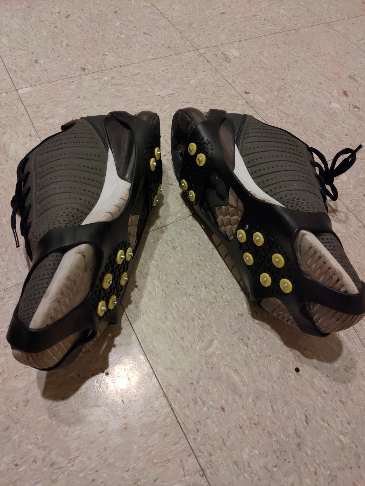 EONPOW Ice Grips, Ice & Snow Grips Cleat Over Shoe/Boot Traction Cleat Rubber Spikes Anti Slip 10 Steel Studs Crampons Slip-on Stretch Footwear customer photo 1