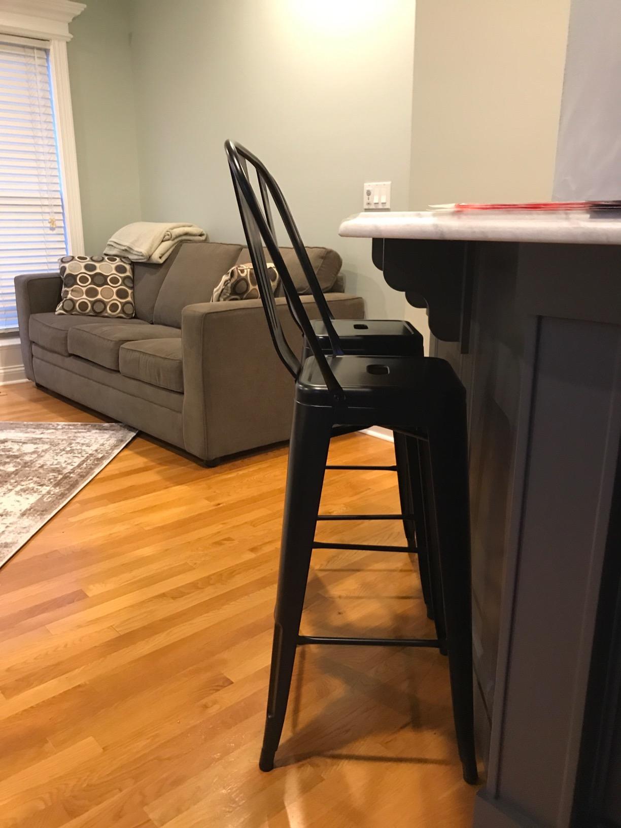 COSTWAY 30 Inch Stackable Metal Bar Stools Set of 4 with High Backs, Black customer photo 1
