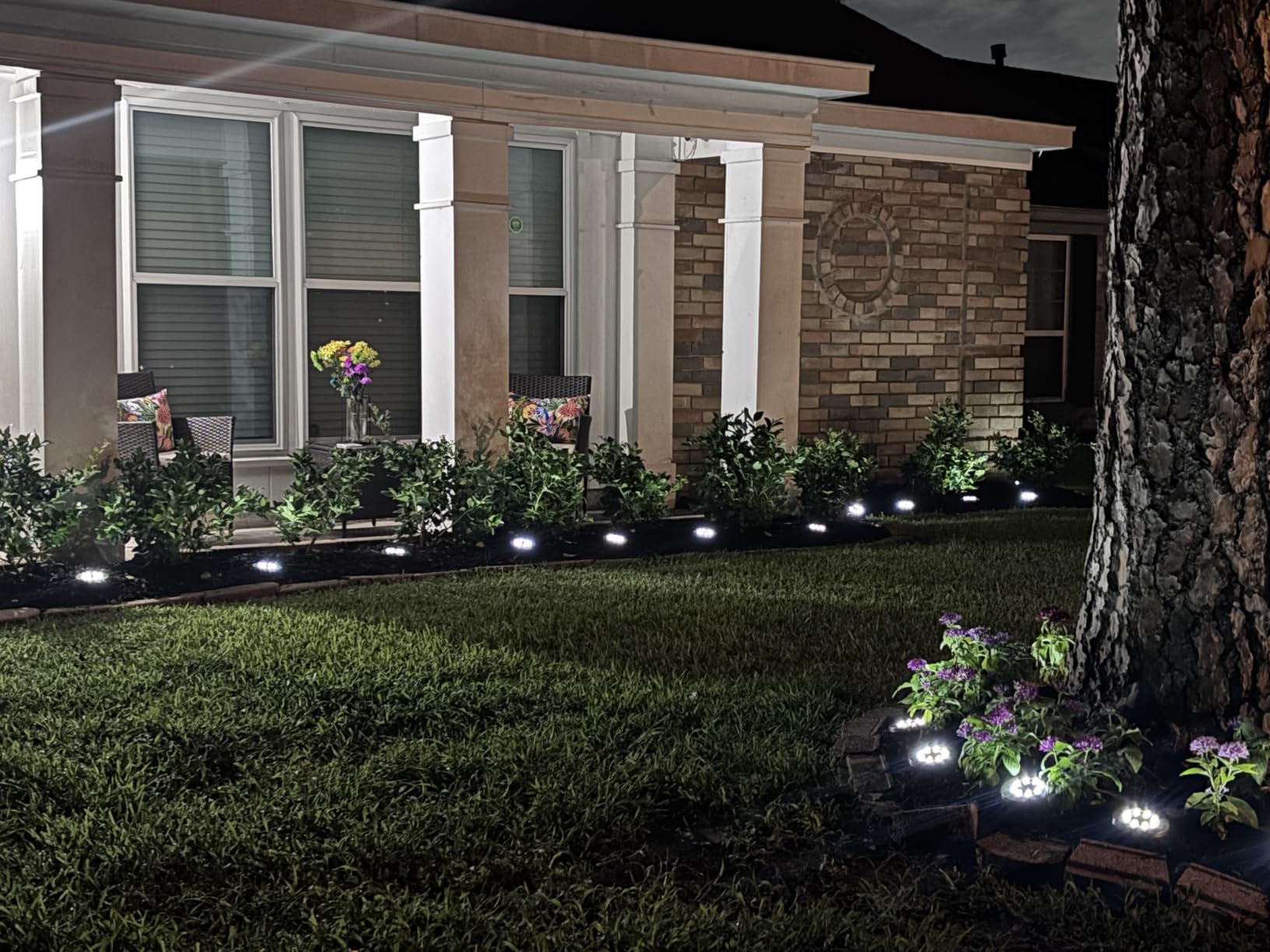 INCX Solar Lights Outdoor Waterproof, Cold White, 12 Pack Ground Lights | Solar Powered Lights Outdoor Solar Disk Light Landscape Light for Deck Step Patio Yard Pathway Walkway Driveway Garden customer photo 2
