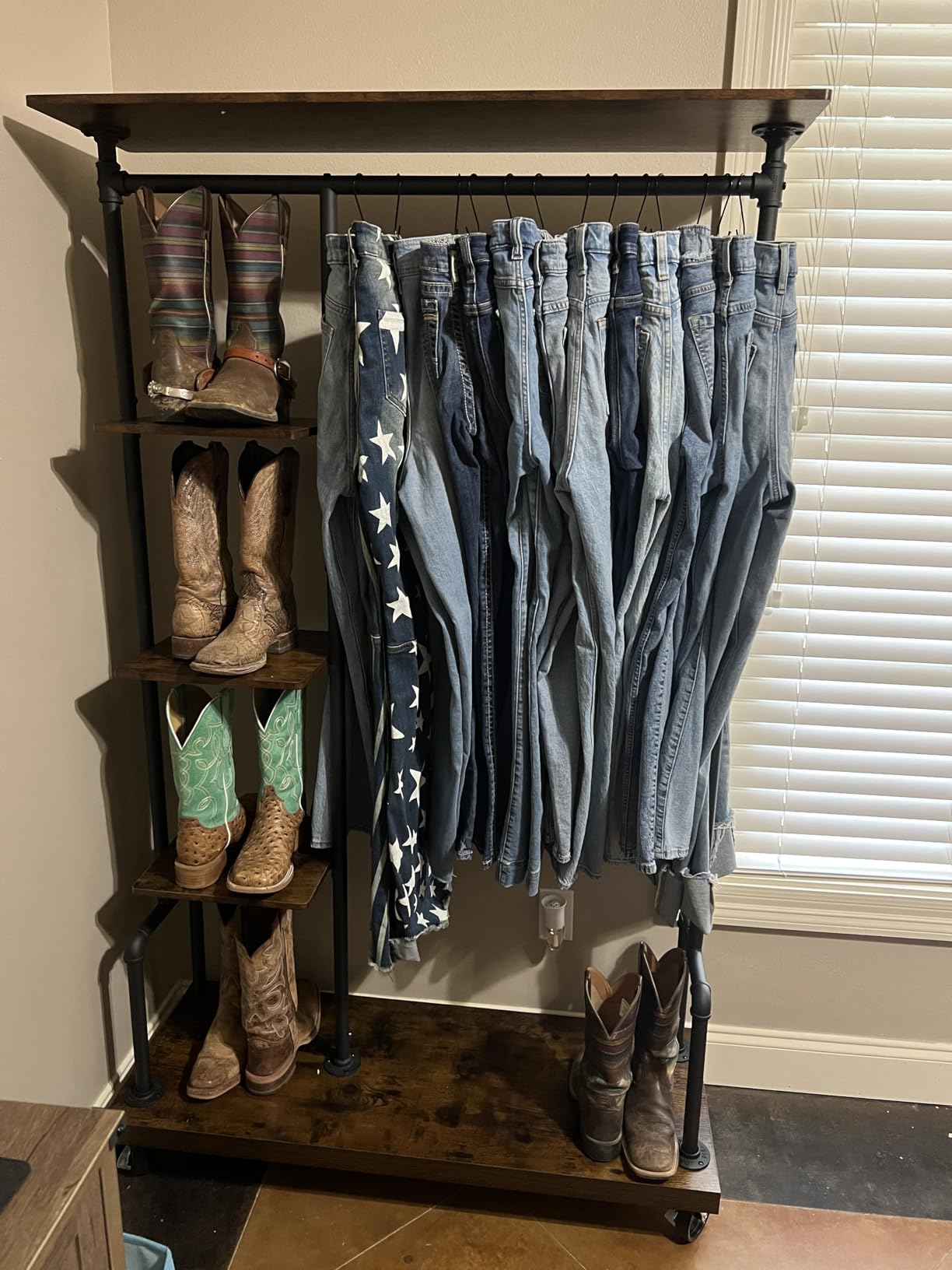 VASAGLE Clothes Rack, 5-Tier Garment Rack on Wheels, Industrial Pipe Style customer photo 1
