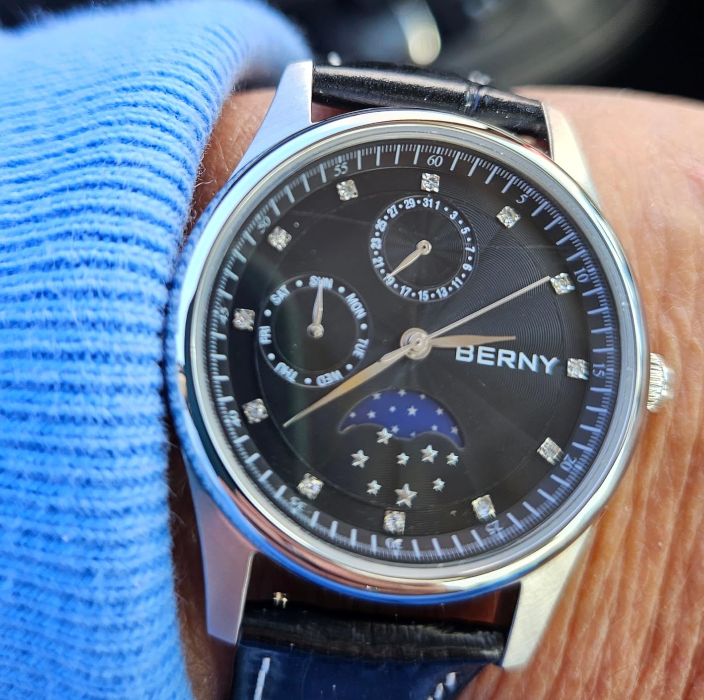 BERNY Multi-Functional Watch for Women, Quartz Moon Phase Wristwatch customer photo 1