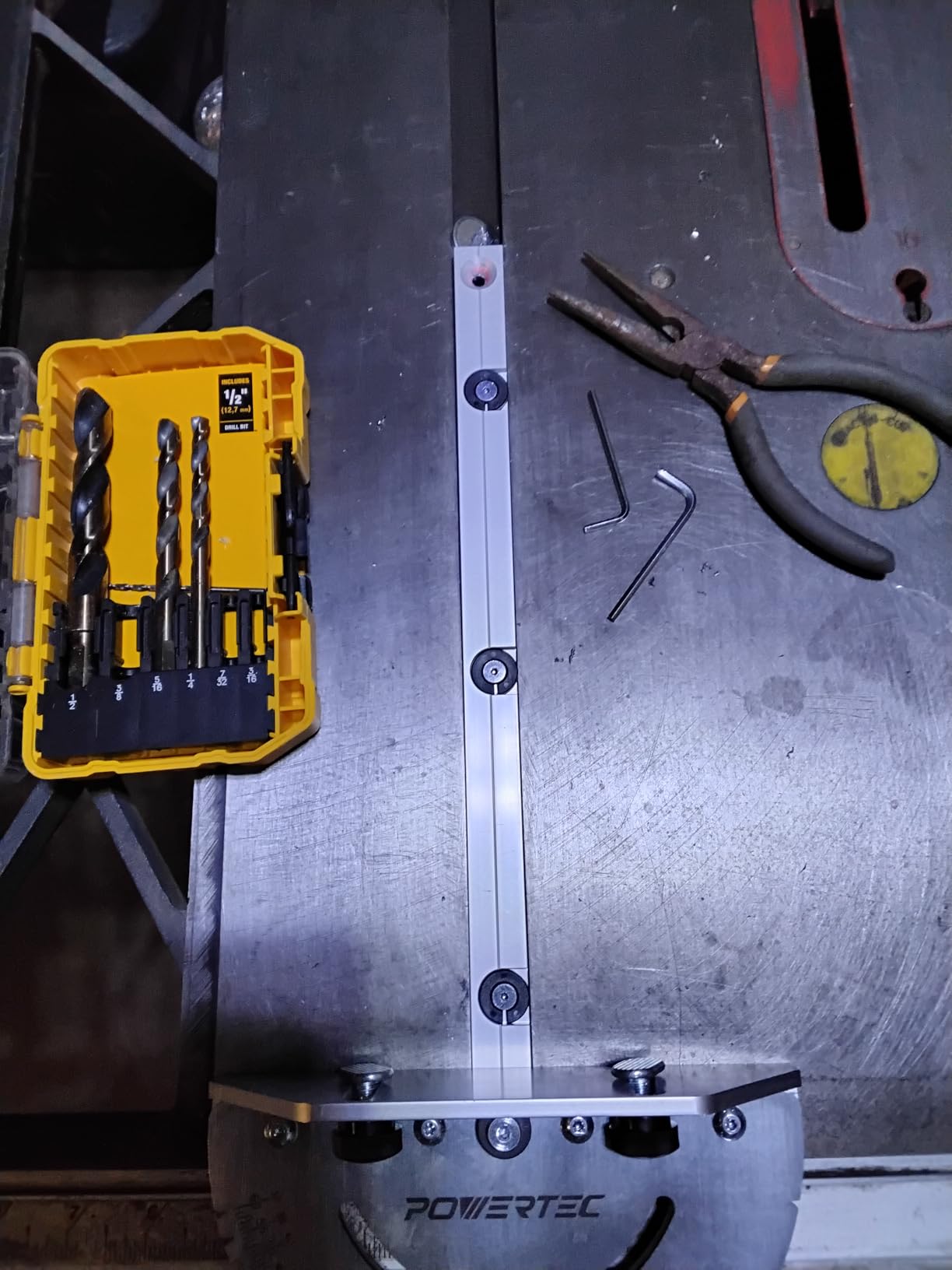 POWERTEC 71391 Table Saw Precision Miter Gauge System w/ 27 Angle Stops and 3/4”x 3/8”T-Slotted Miter Bar w/Removable T-Slot Plate; Includes 24”x 3” Multi T–Track Fence w/Scale, T-track Flip Stop customer photo 1