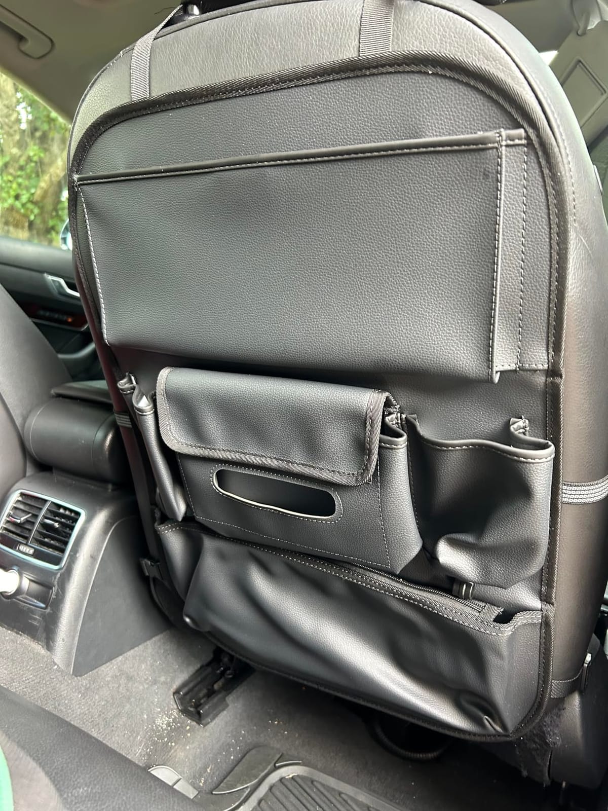 Viaviat Car Seat Organizers Waterproof Backseat Protector with Storage Pocket Large Leather Kick Mats for Kids Pets Automobile SUV Truck (Beige, Large Pocket) customer photo 1