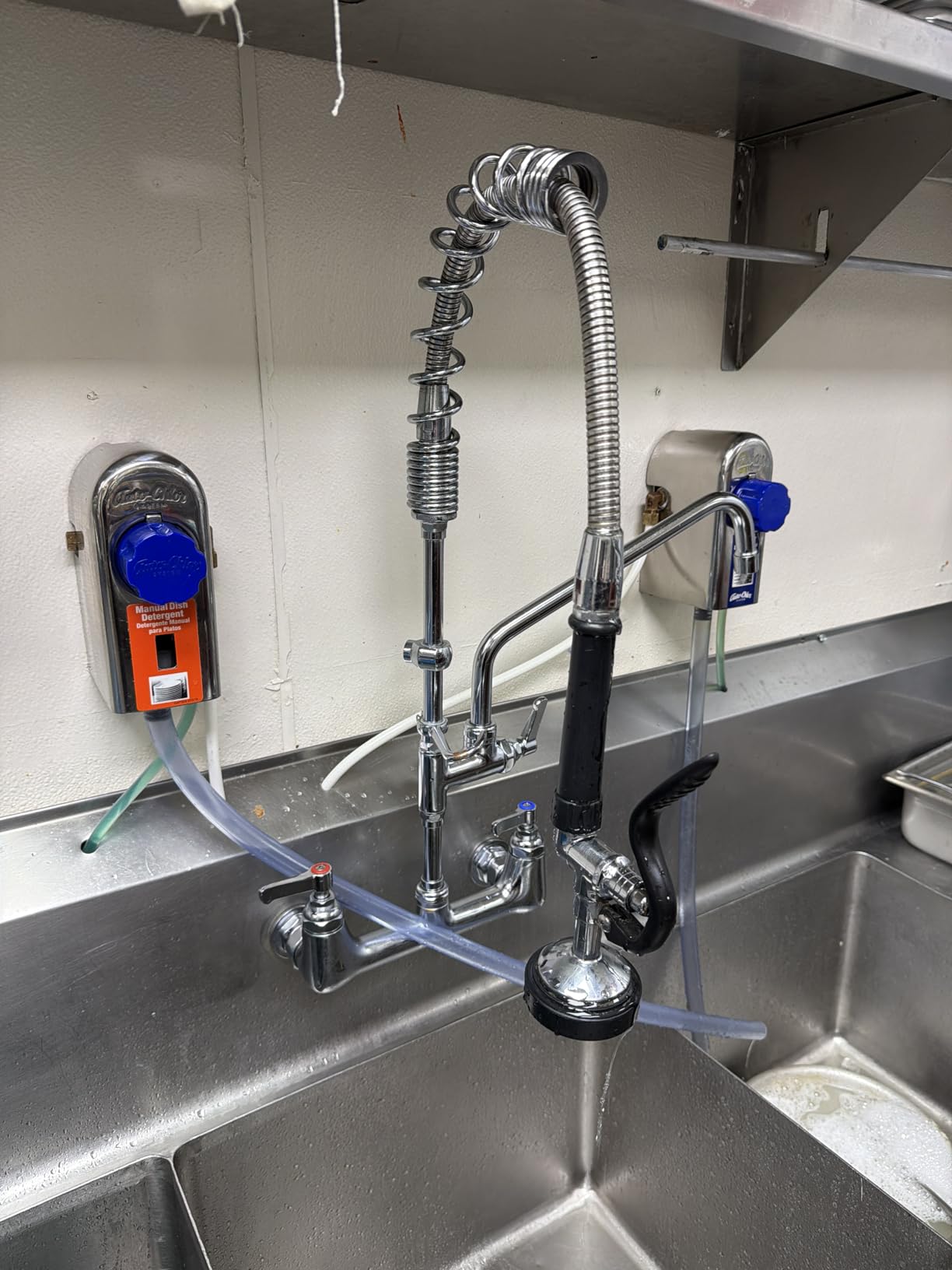 IMLEZON Commercial Faucet, Wall Mount Sink Faucet 8 Inch Center 47 Inch Commercial Kitchen Faucet with Pre-Rinse Sprayer and 12 Inch Swivel Spout customer photo 2