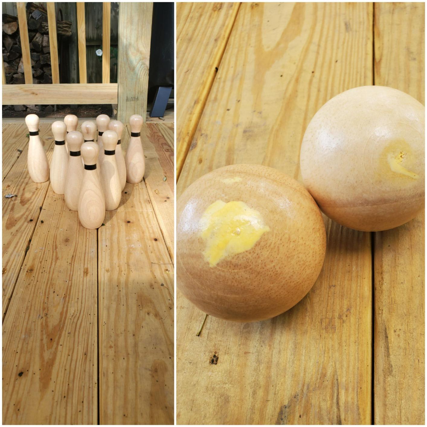 Long game NI-ROU Outdoor Giant Lawn Bowling Games Rubber Wooden Lawn Set Fun Sports Games Outside or Indoor for Family Adults and Kids Backyard Skittles Carrying Bag with 10 Pins and 2 Balls customer photo 1
