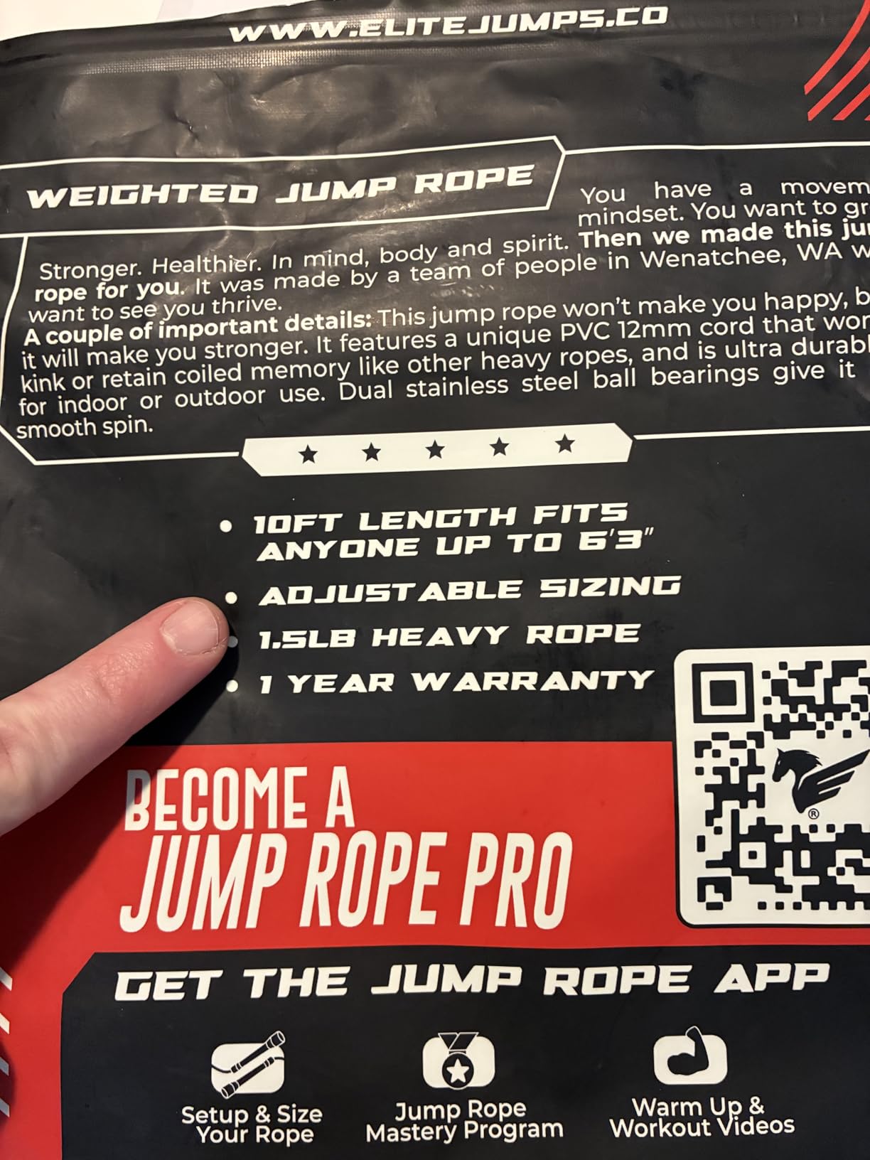 Elite Jumps Muay Thai 2.0 Weighted Jump Rope for MMA, 1.1 lbs, 8 ft customer photo 2