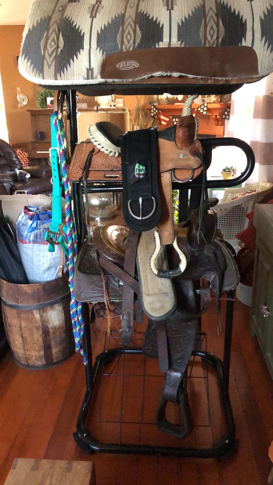 Seny Heavy Duty 3 Tier Rotatable Saddle Rack Stand H68.5 x W30 x D30. customer photo 1