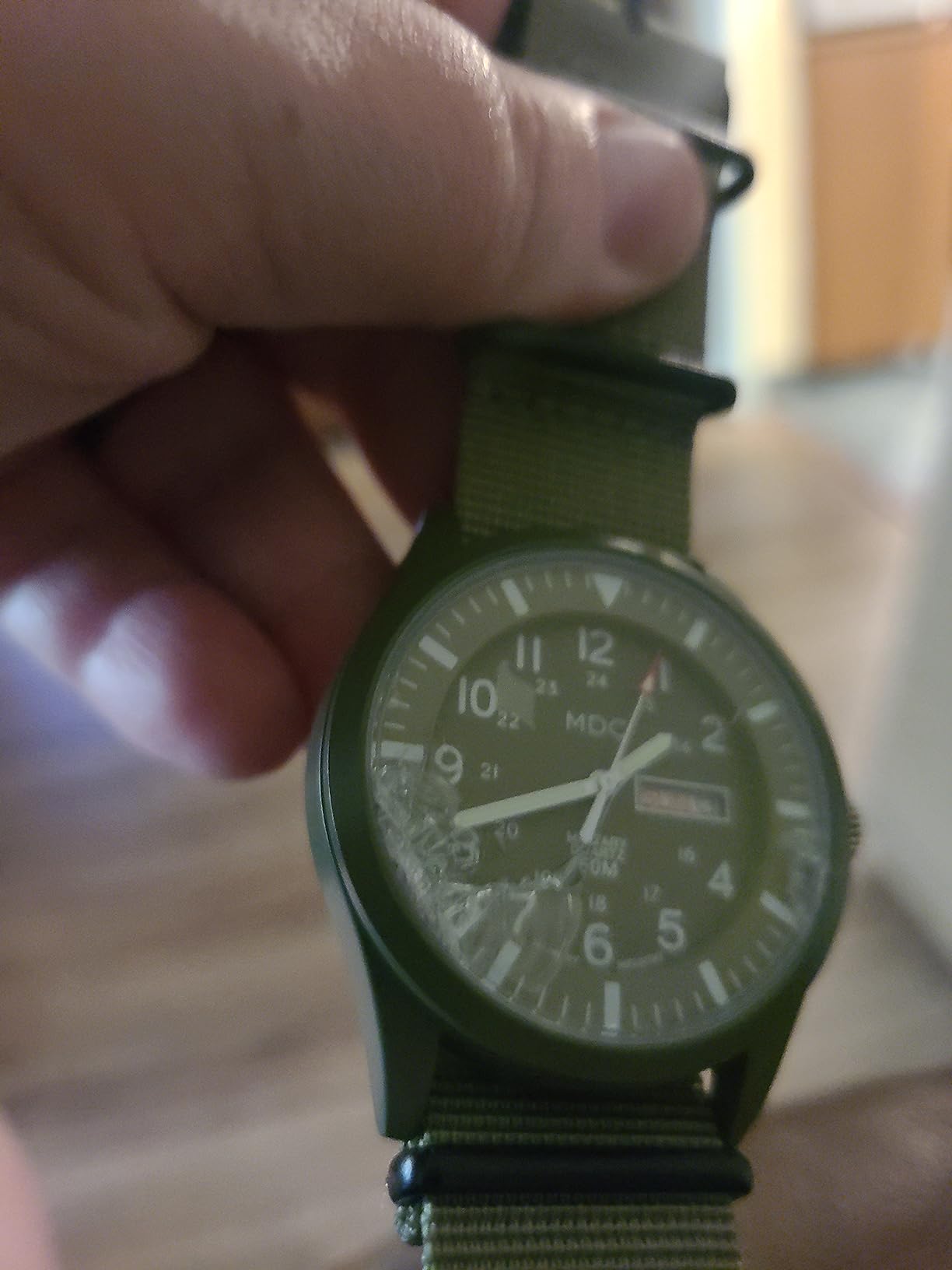 Infantry Mens Military Field Watch, Vietnam Style, 12/24H, Green Nylon Band customer photo 1