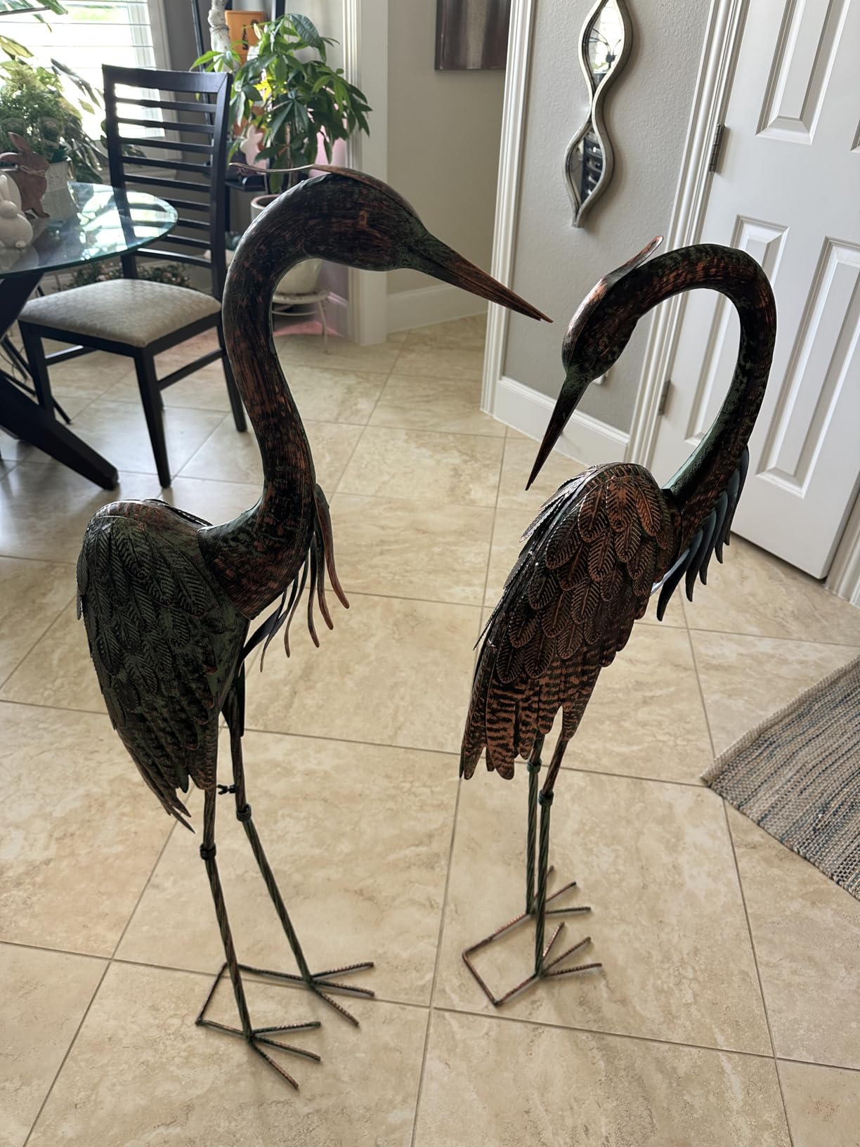 Kircust Garden Crane Statues Metal Heron Outdoor Statue 46 Inch | Standing Patina Decoy, Weather-Resistant and Rustless, Bird Yard Art for Patio Lawn Pond customer photo 2