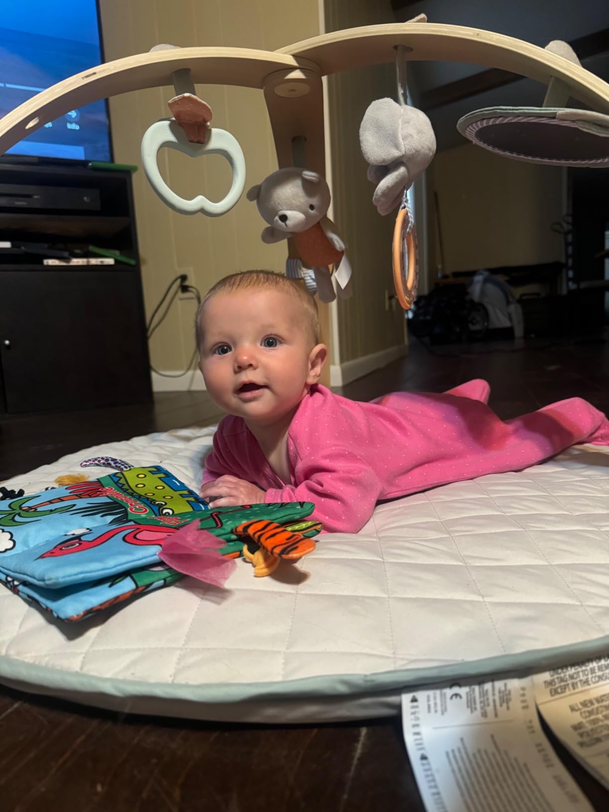 Ingenuity Cozy Spot Reversible Duvet Activity Gym & Play Mat with Wooden Toy bar - Loamy, Newborn and up customer photo 1