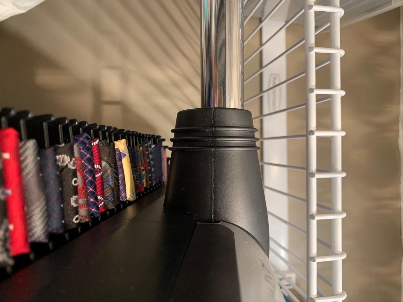 Aniva Motorized Tie Rack Closet Organizer with LED Lights Includes J Hooks for Wired Shelving Stores Up to 72 Ties & 8 Belts, Operates with Batteries customer photo 1