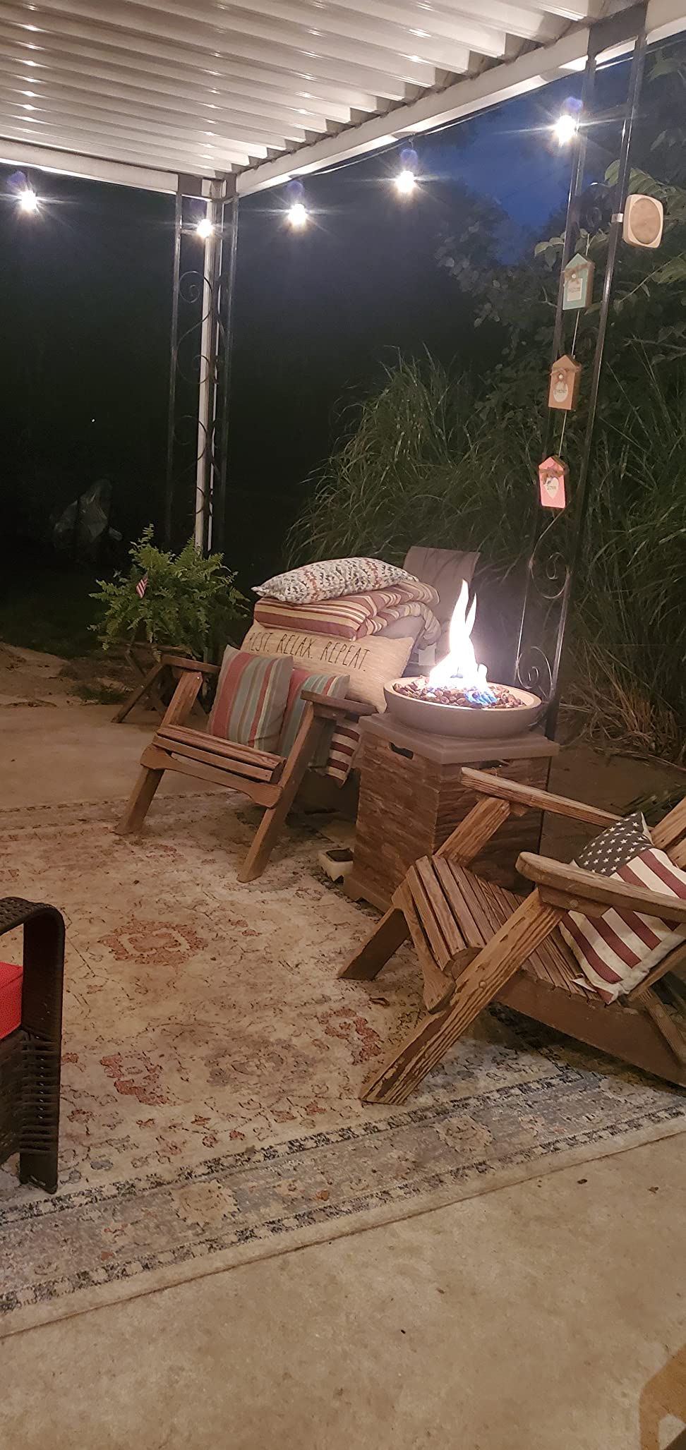 SUNBURY Outdoor Propane Fire Pit, Gas Fire Pit for Outside Patio, Stone Outdoor Fire Table Fire Column 40,000 BTU Propane Fire Tables Firepit Table w Lava Rocks, CSA Certified, Waterproof Cover customer photo 2