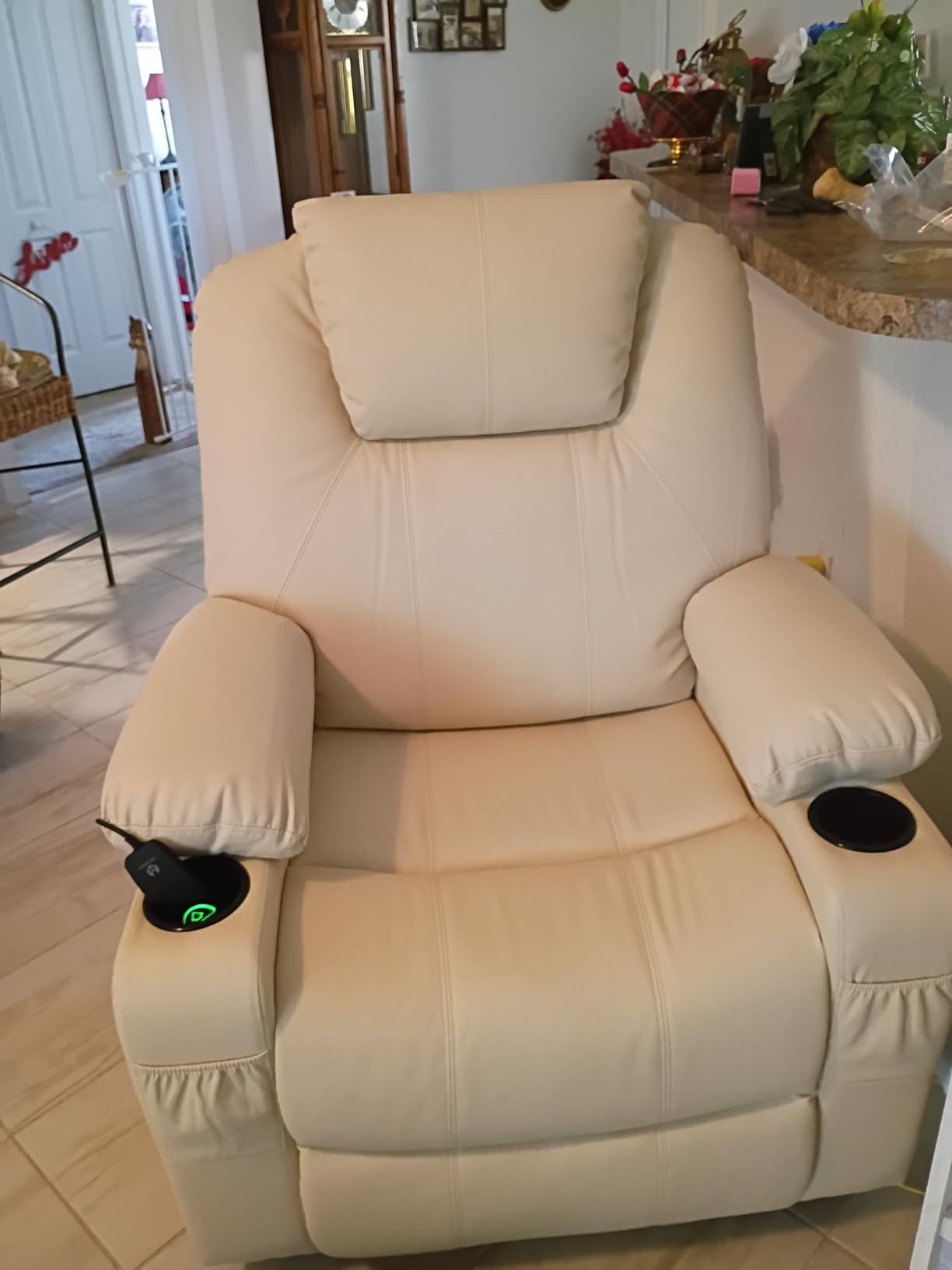 MCombo Large Power Lift Recliner Chair with Massage and Heat for Tall Elderly People, 3 Positions, Cup Holders, and USB Ports, Faux Leather 7516 (Large, Dark Brown) customer photo 1