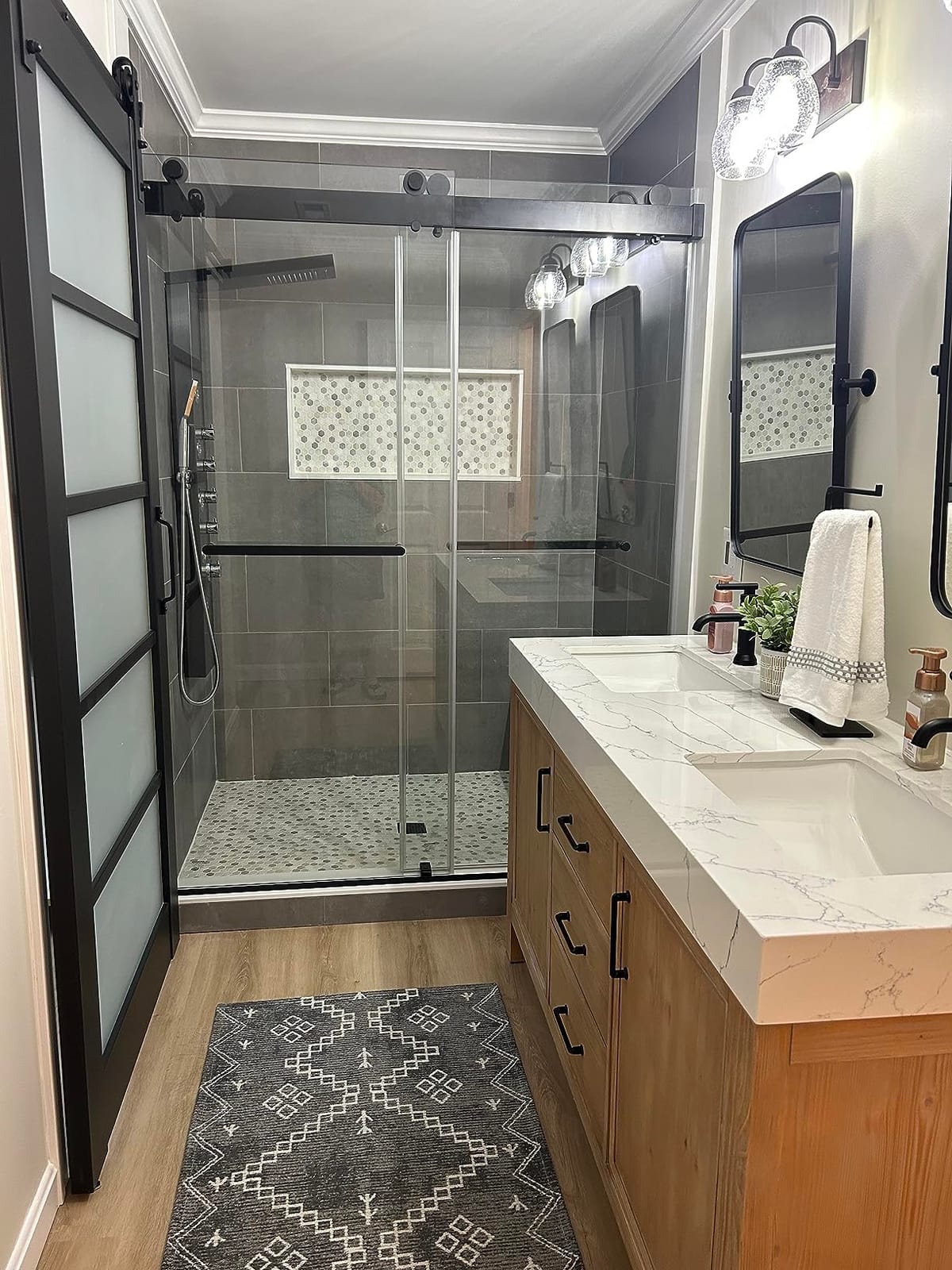 ROVOGO Shower Panel Tower System - Use 4 Shower Modes at the Same Time | Rainfall Waterfall Shower Head, 5 Body Jets & 3-Setting Handheld, Stainless Steel Brushed Shower Column W/ Brass Valves, 50