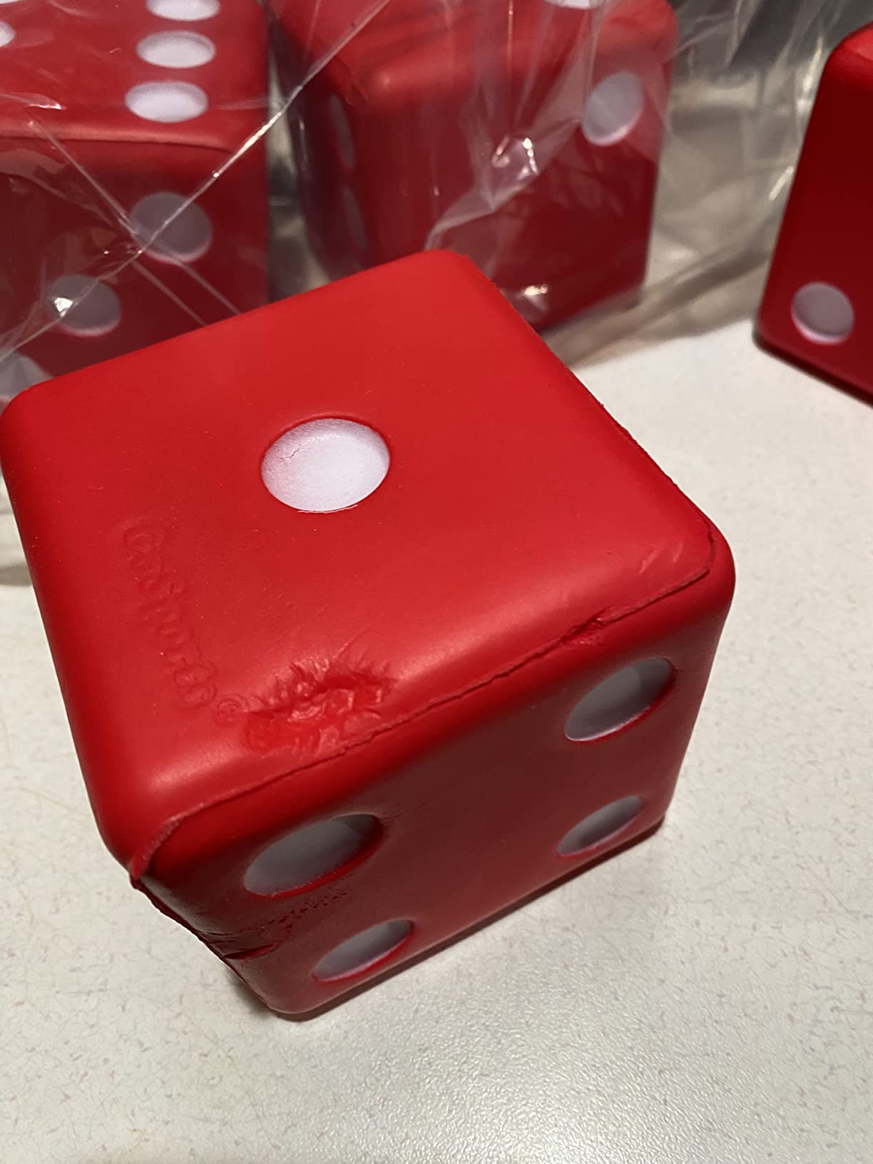 GoSports Giant 3.5 Inch Red Foam Playing Dice Set with Scoreboard (Includes 6 Dice, Dry-Erase Scoreboard and Carrying Case) customer photo 2