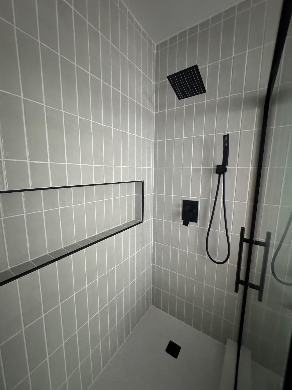 gotonovo Shower Faucet Set with Handheld Spray Matte Black,12'' Head | SUS304 Rainfall Shower Head and Handle Set System Fixture,Pressure Balance Valve Trim Kit,Single Handle,Wall Mount,All Metal customer photo 1