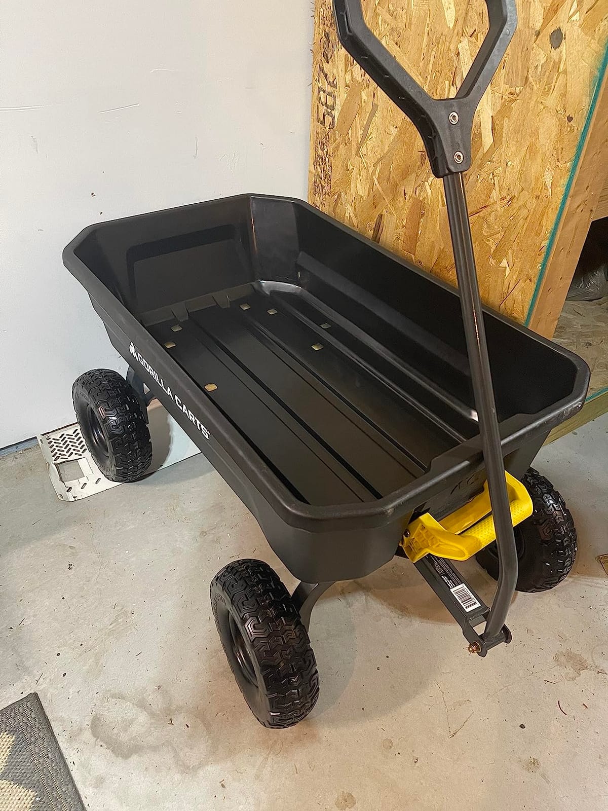 Gorilla Carts Dump Garden Cart, 4 Cu Ft, 600 lb Capacity, No-Flat Tires | Poly dump cart with flat-free tires for homeowners and weekend gardeners hauling mulch, soil and leaves around smaller yards. customer photo 2