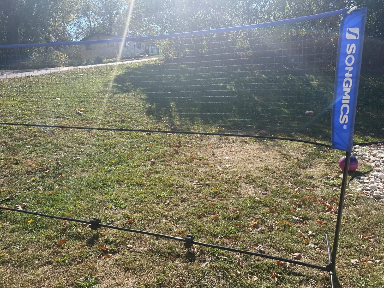 SONGMICS Badminton Net, Height Adjustable Volleyball Net, Pickleball Net for Junior Tennis, Kids, Indoor Outdoor Court, Foldable Nylon Net with Poles 10ft/13ft/16.5ft Wide customer photo 1