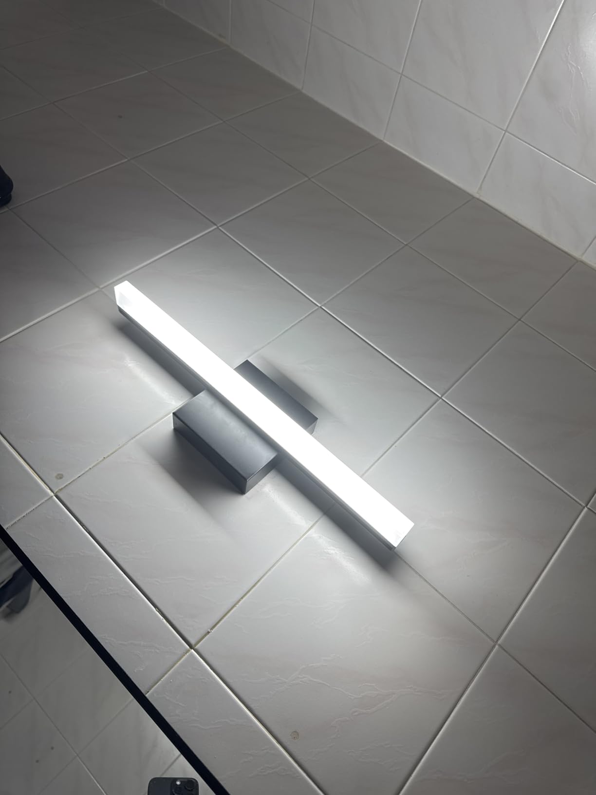 Combuh Black Bathroom Light Fixtures Over Mirror Lighting Gentle, 9W 16 Inch Modern LED Small Vanity Lamp Bar IP44 Slim Linear Bath Wall Sconces for Restroom Indoor Cool White 6000K customer photo 1