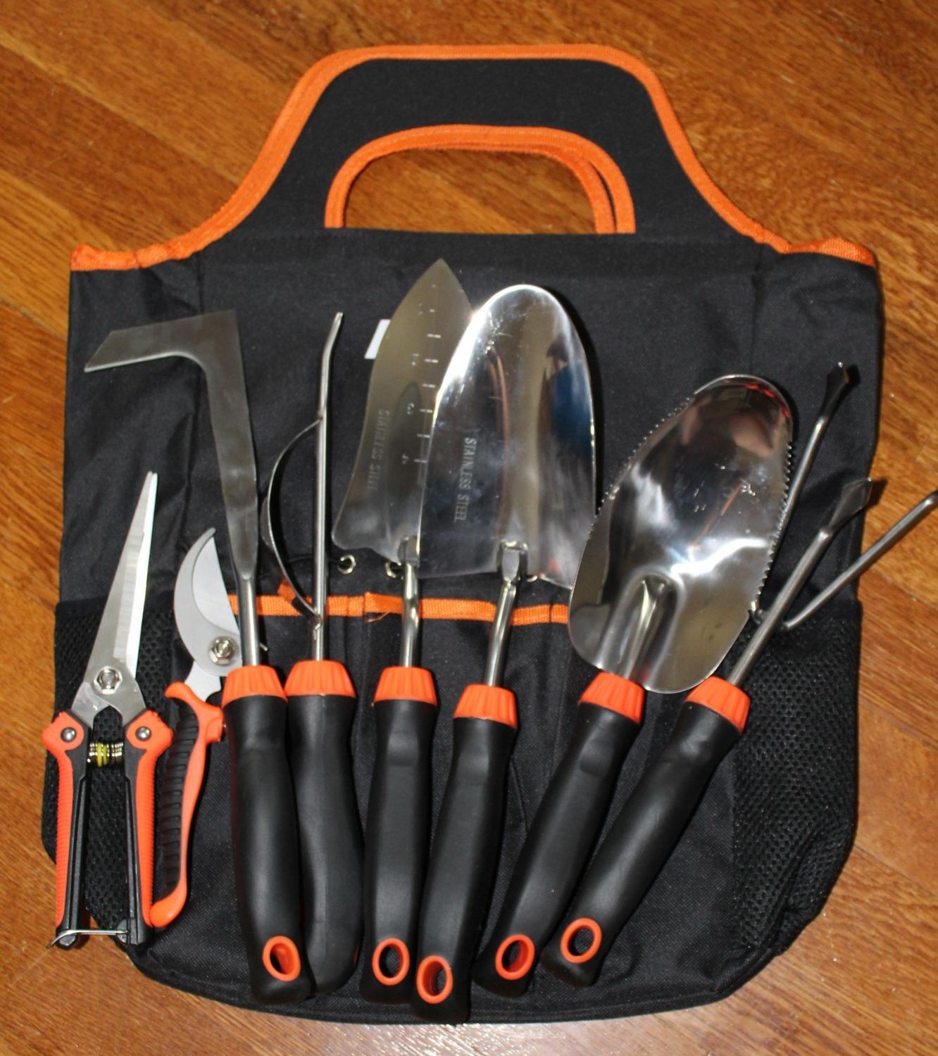 9 Piece Garden Tool Set | Heavy Duty Stainless Steel, Ergonomic Non-Slip Rubber Handles, Pruning Shears, Trowel, 600D Storage Tote Bag customer photo 1
