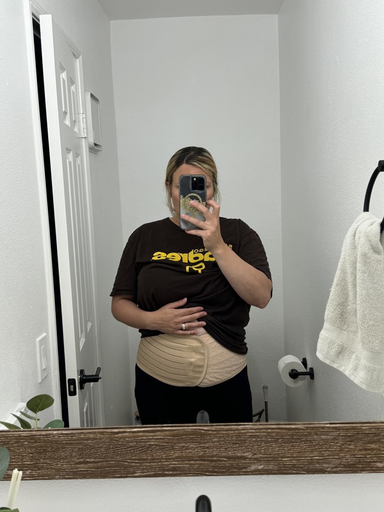ChongErfei 3 in 1 Postpartum Belly Wrap Recovery Band Belt Abdominal Binder customer photo 2