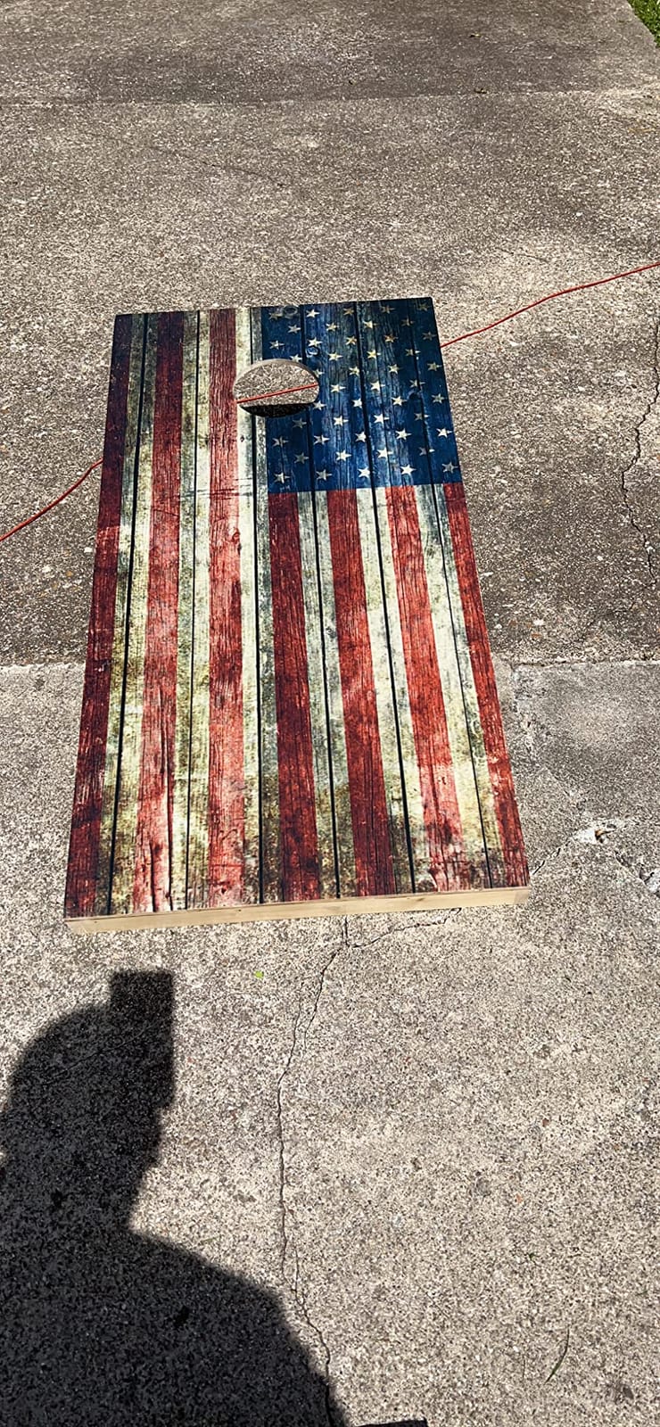 Tailgating Pros American Flag Wooden Plank Design Cornhole Board Set w/Bean Bags and Carrying Case - 4'x2' Corn Hole Toss Game w/Ring Light customer photo 1