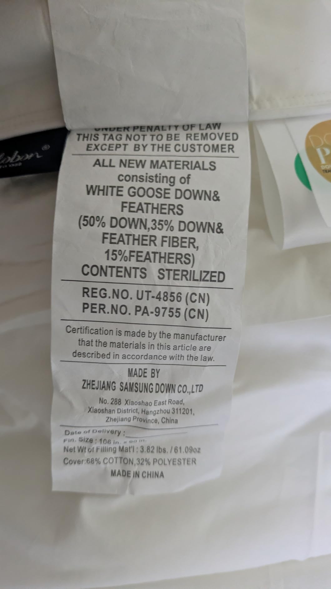 Globon Goose Down Comforter King Size, 800 Fill Power, All Season, White | Luxury Goose Down Duvet Insert, Medium Weight, Ultra Soft 420 Thread Count Noiseless Shell, 8 Corner Tabs, 106x90 inches customer photo 2