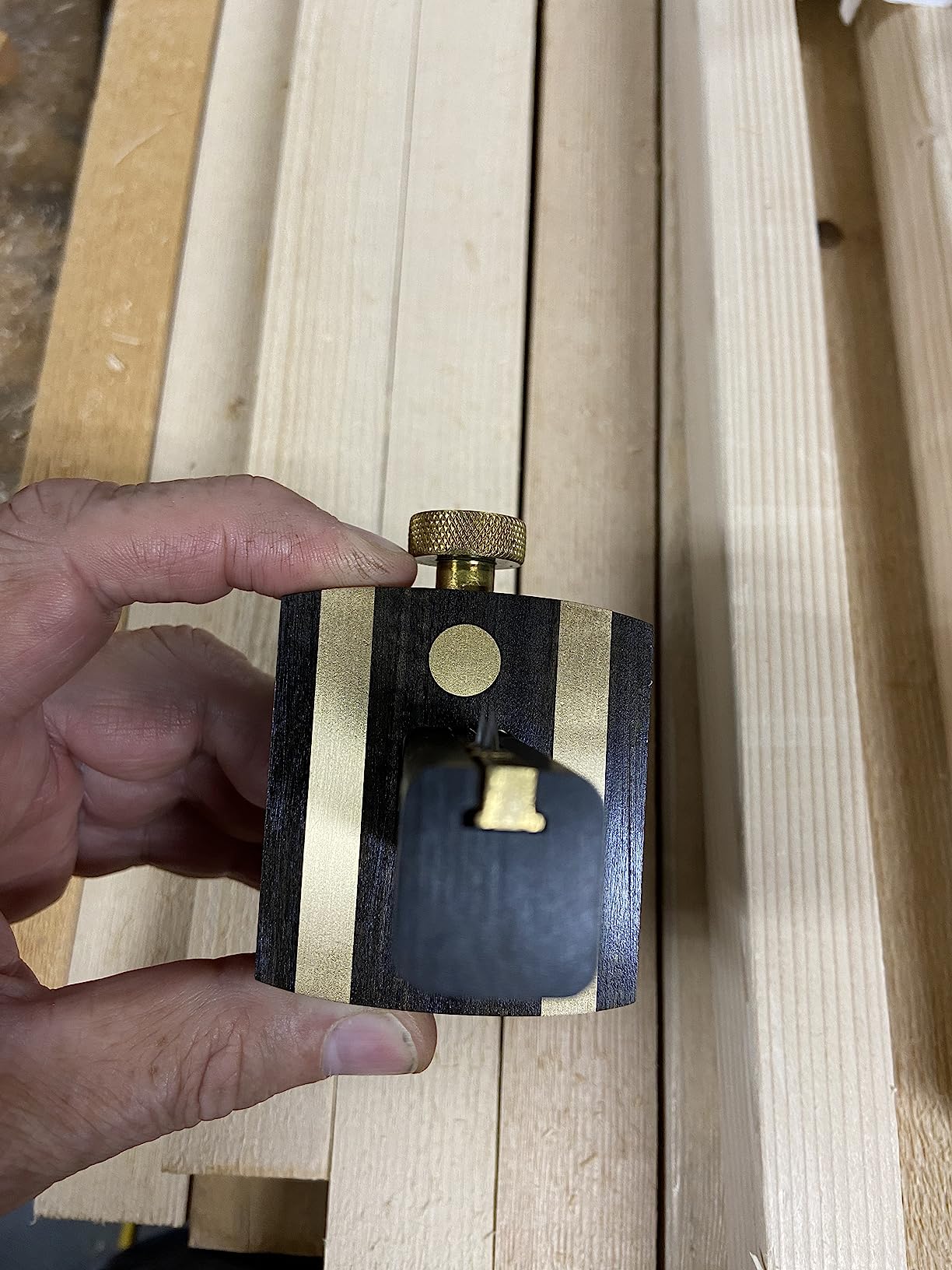 Mortise Gauge Woodworking Marking Gauge Ebony Mortise Square Gauge 6.4 Inches Sliding Mark Scraper Marker Measuring Tool with Brass Screw Type Adjustable Head Meter Carpentry Carpenter Accessories customer photo 1