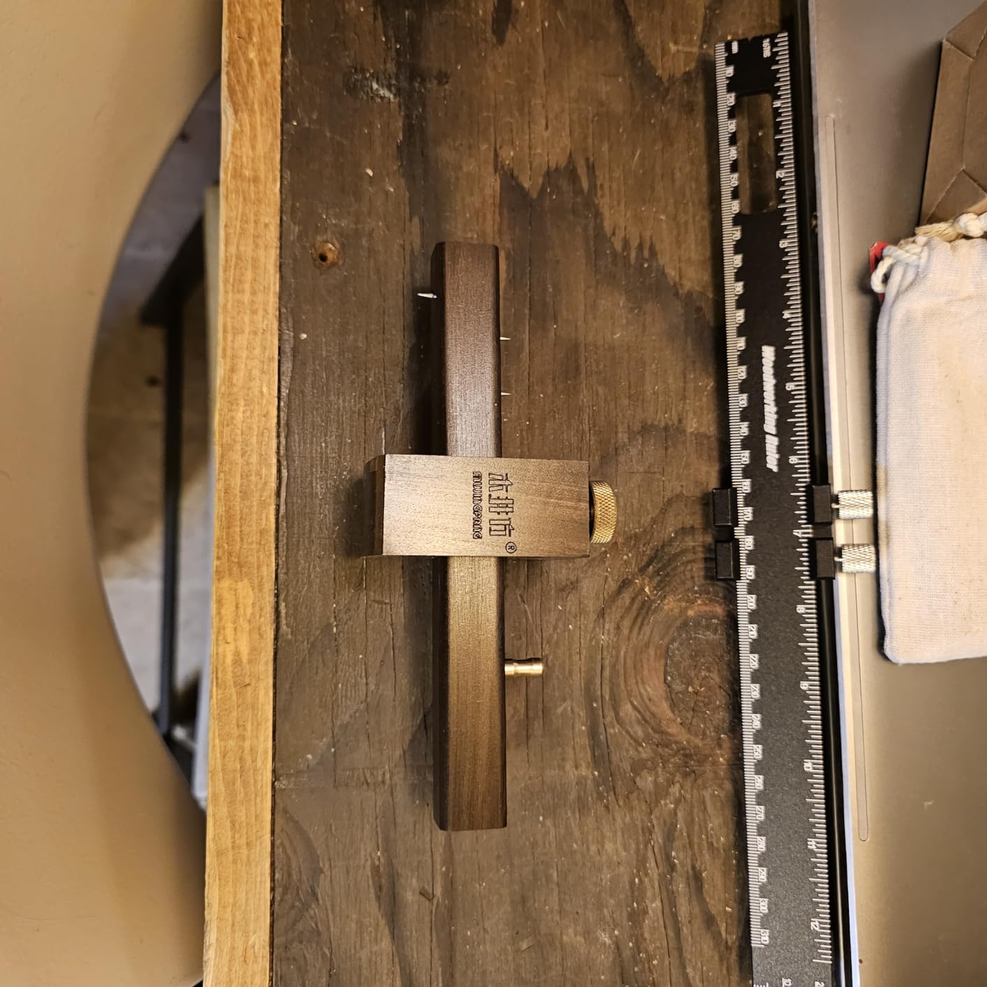 Mortise Gauge Woodworking Marking Gauge Ebony Mortise Square Gauge 6.4 Inches Sliding Mark Scraper Marker Measuring Tool with Brass Screw Type Adjustable Head Meter Carpentry Carpenter Accessories customer photo 2