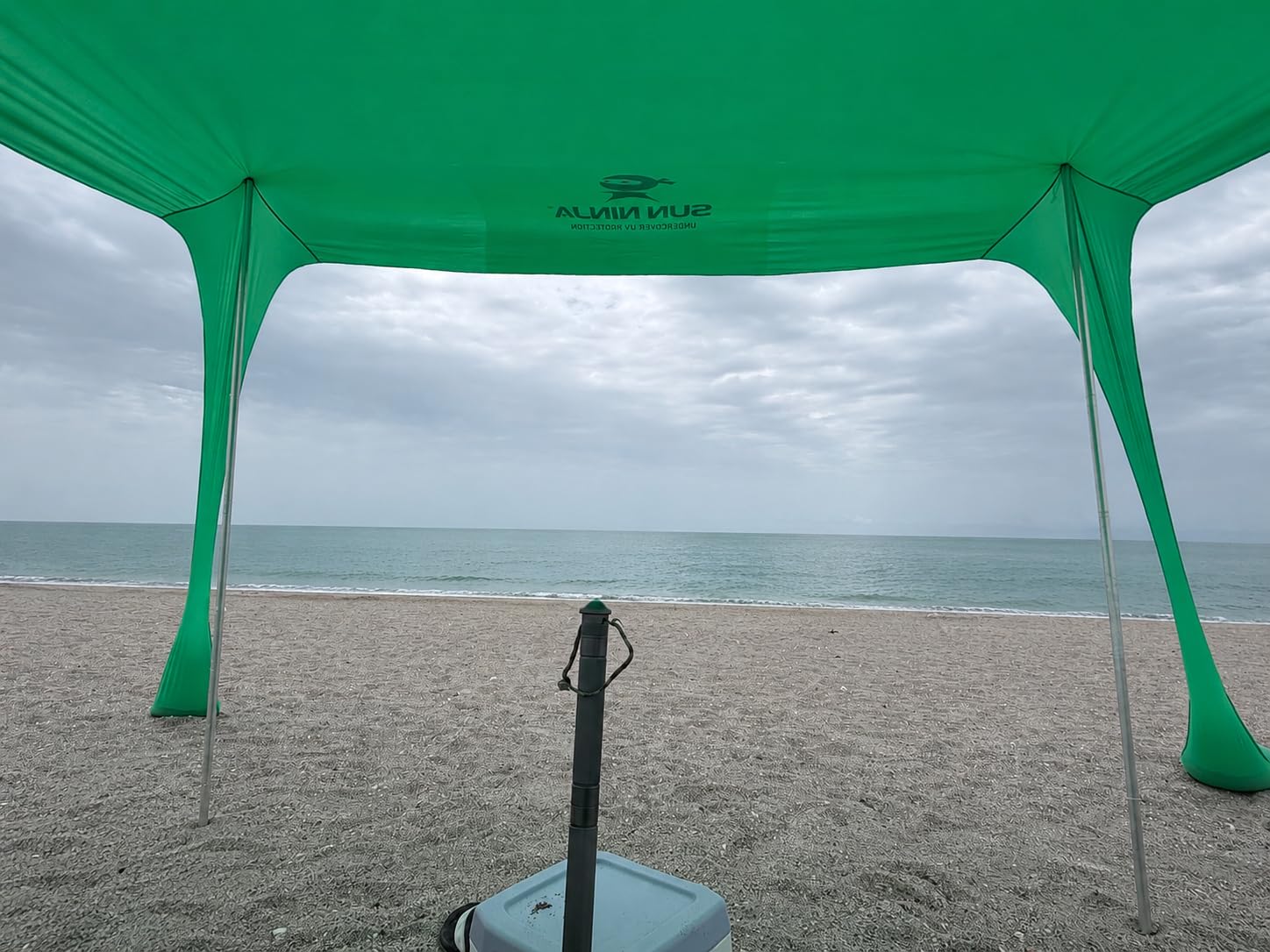 SUN NINJA Beach Tent Sun Shelter, Beach Shade Canopy with UPF50+ Protection | Beach Canopy Tent Sun Shade, Cabana Includes Carry Bag, Sand Shovel, Ground Pegs, 4 Poles & Anchor Bags customer photo 1