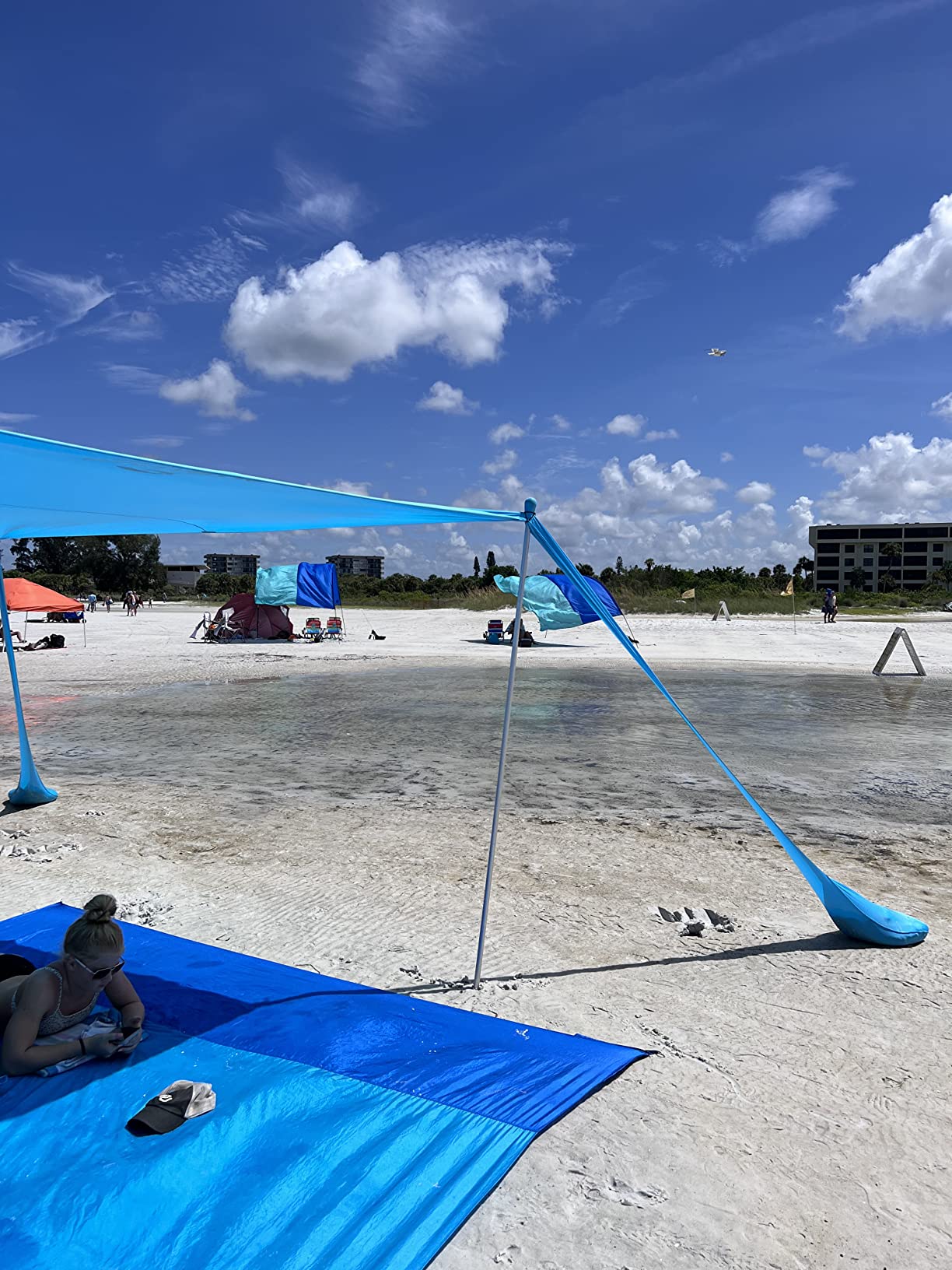 SUN NINJA Beach Tent Sun Shelter, Beach Shade Canopy with UPF50+ Protection | Beach Canopy Tent Sun Shade, Cabana Includes Carry Bag, Sand Shovel, Ground Pegs, 4 Poles & Anchor Bags customer photo 2